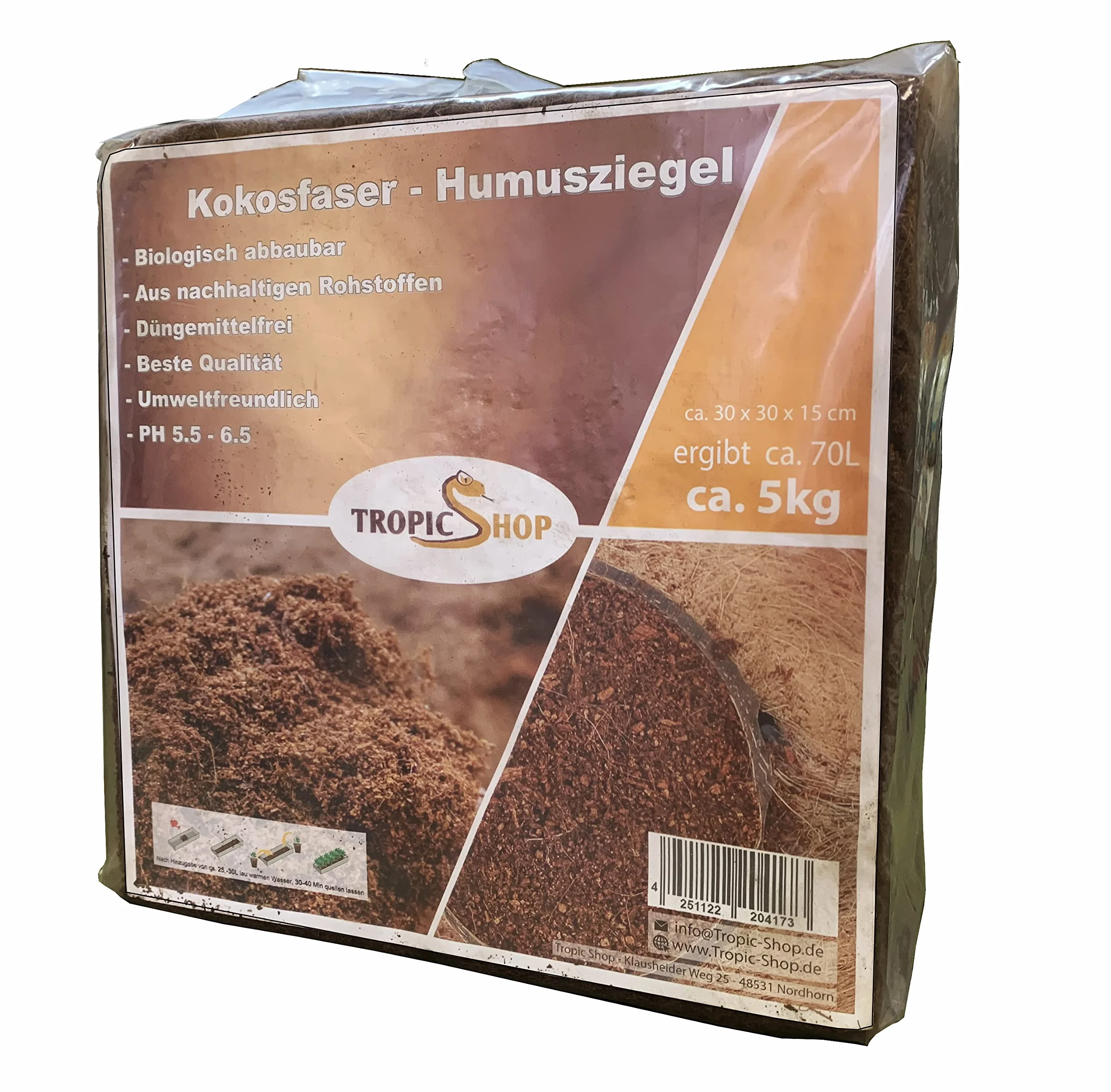 TropicShop Substrat en fibre de coco - Terreau de coco modulable pour plantes d'intérieur et terrarium
