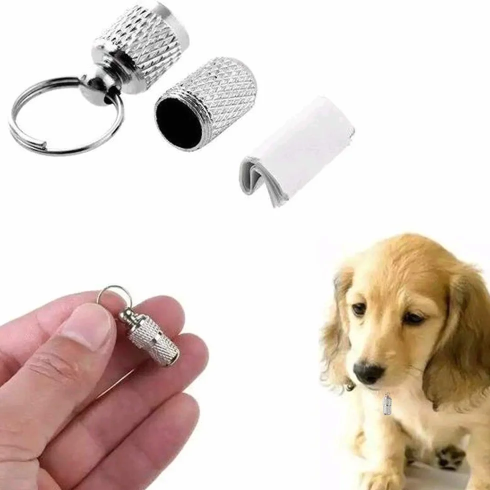 ManLee Tube d'étiquette Anti-Perdue Pendentif Chat Chien Porte Adresse ID Tag pour Collier