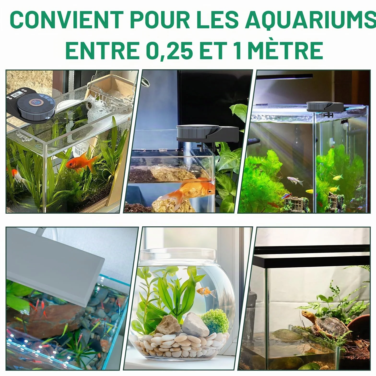Mangeoire Automatique pour Poissons d'Aquarium 60 ML avec Minuterie, Rechargeable USB, Écran LCD