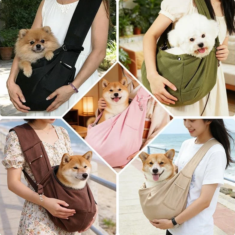 Dog Sling Carrier for Small Dogs and Cats Up to 16.5 Lbs Khaki