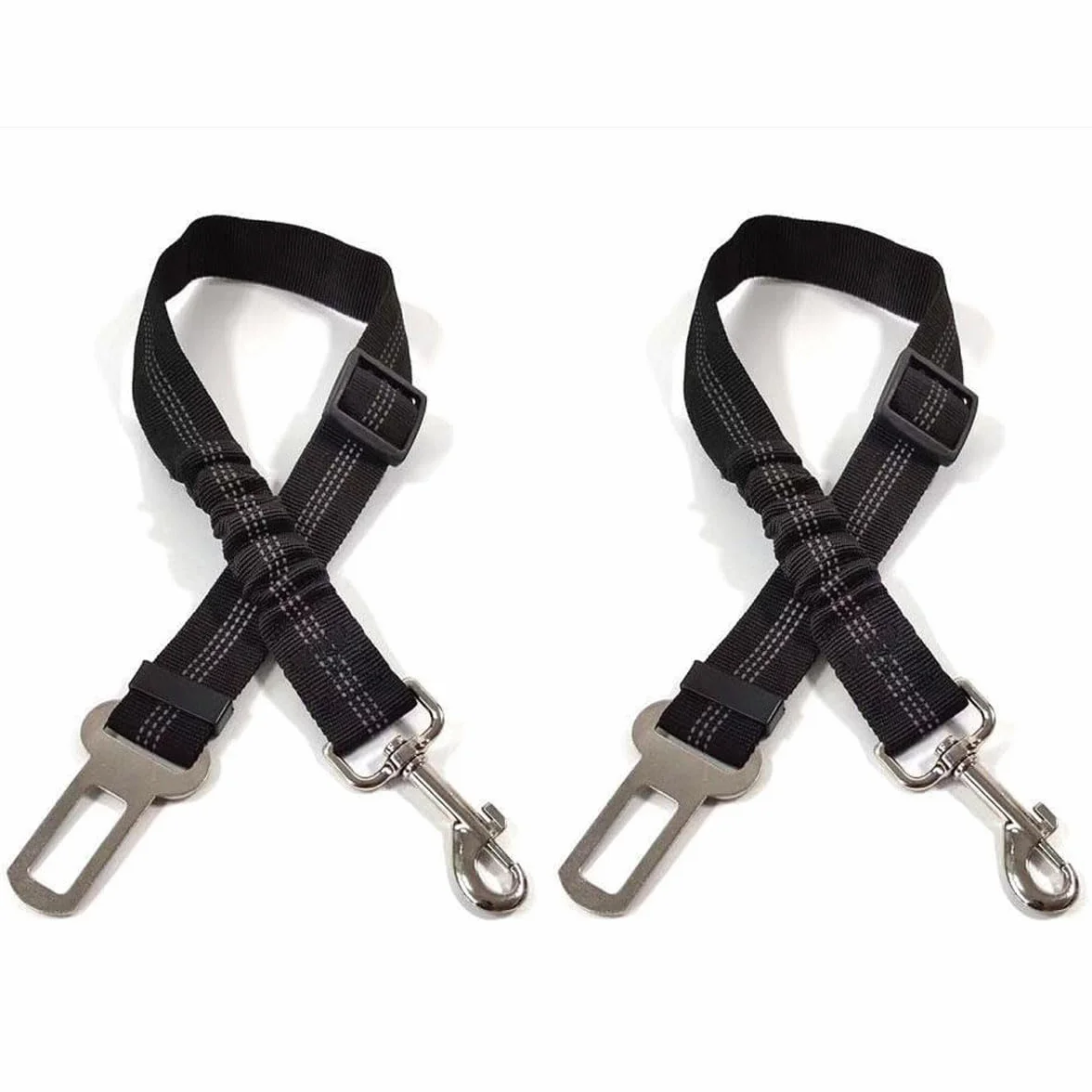 Ceinture Chien Voiture Harnais Securite Absorption des Chocs Mousqueton 2PCS