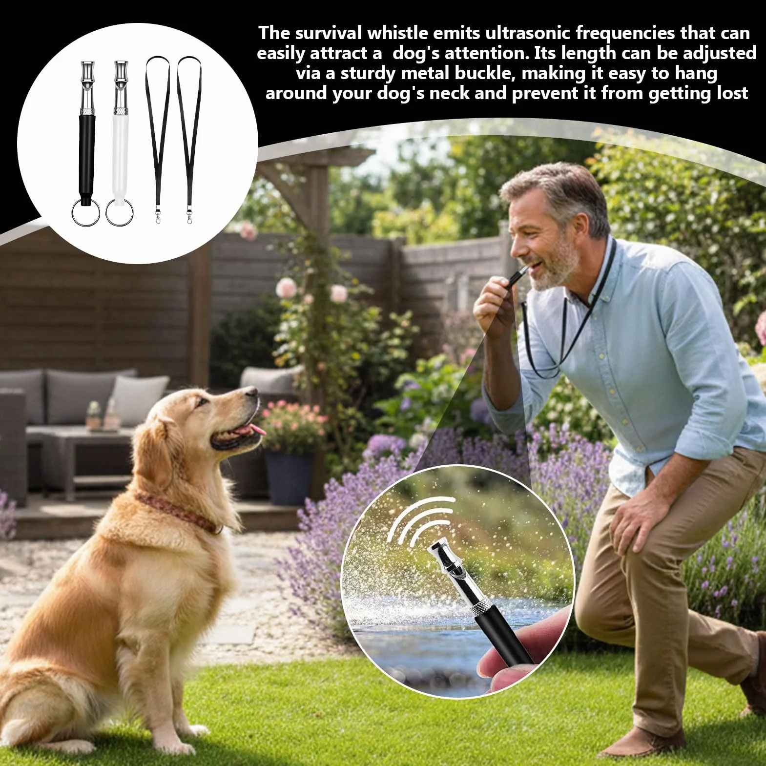 Sifflet Ultrason Chien Anti Aboiement 2 pièces Noir et Blanc