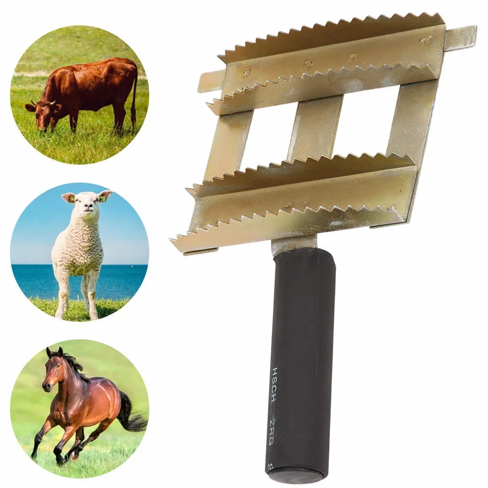 Peigne de rejet de bétail outil de brosse de peigne de vache de bétail brosse à cheveux de taureau outil de toilettage de râteau de herse antiprurigineux pour les fournitures de bétail