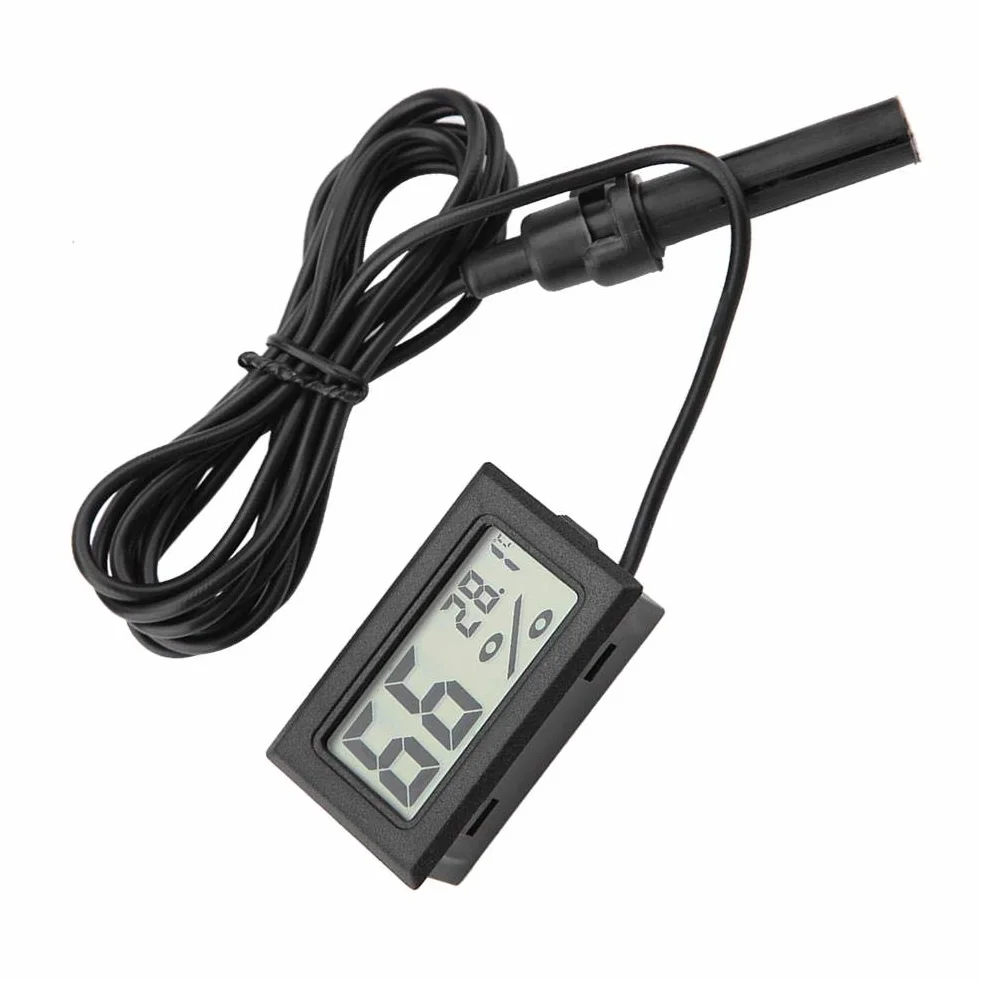 Thermomètre Hygromètre Numérique LCD, Moniteur de Température et d'Humidité avec Sonde Externe pour Incubateurs, Terrariums, Aquariums