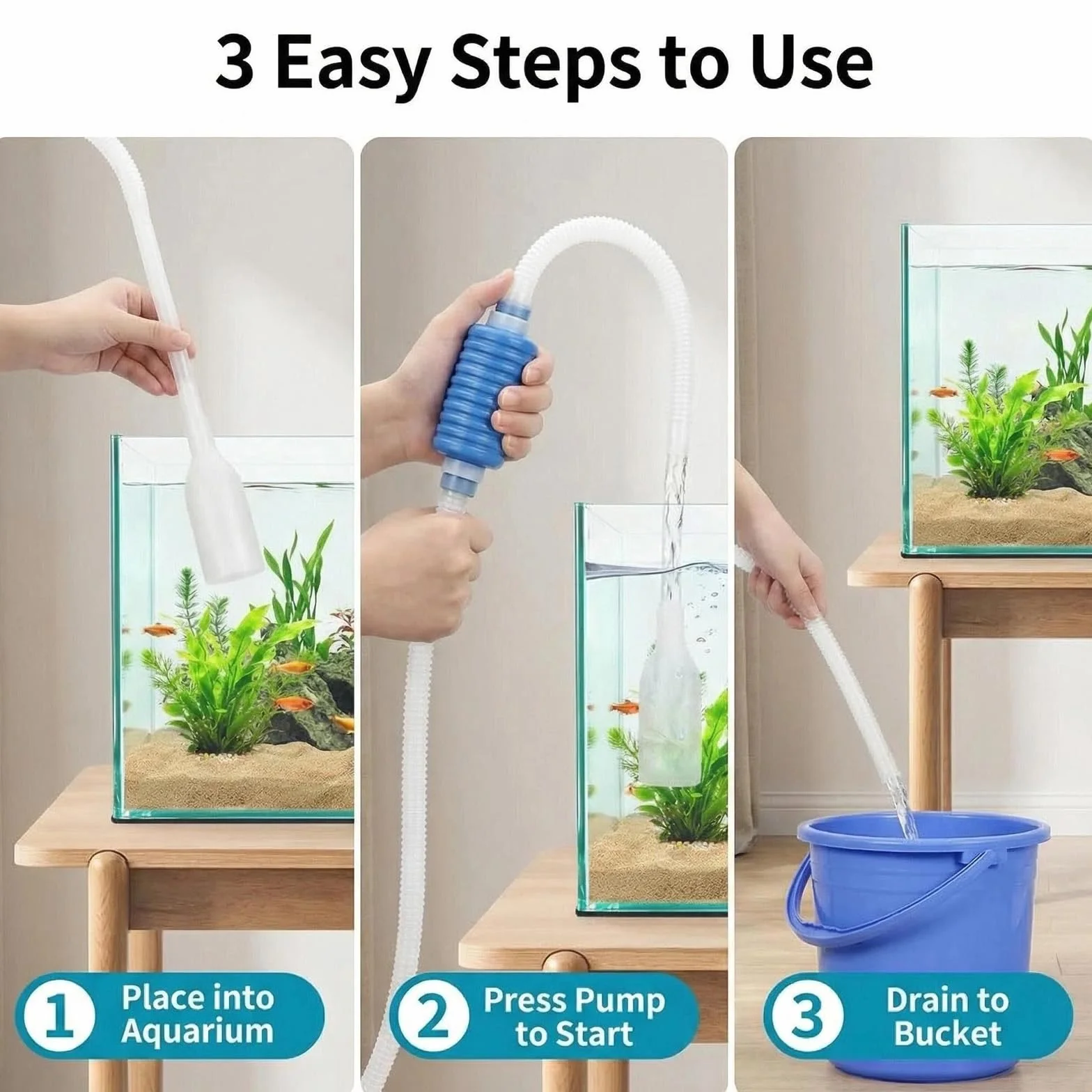 Nettoyeur d'Aquarium - Kit Pompe avec Siphon et Filtre à Gravier