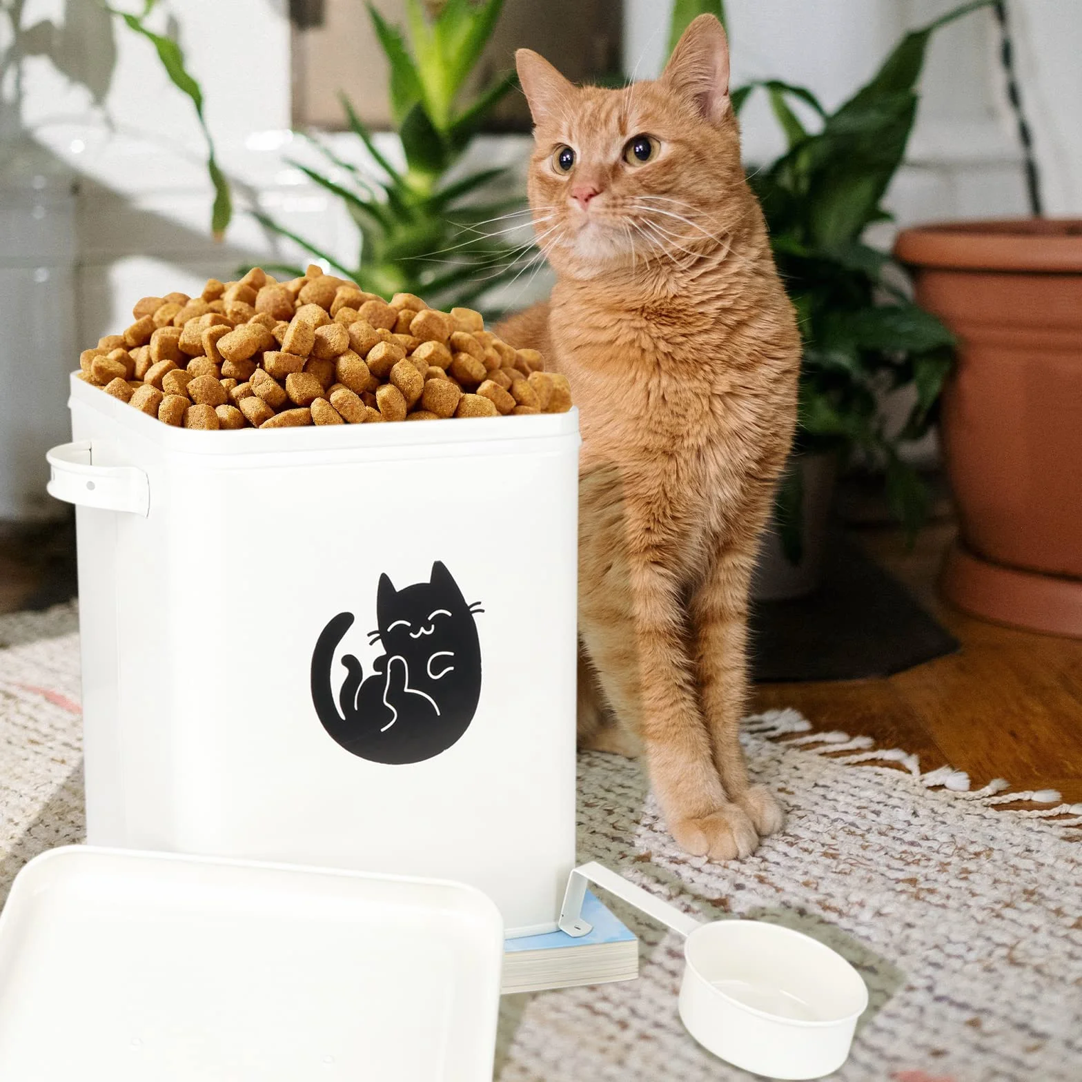 Récipient de rangement pour nourriture pour chien et chat de 6 L, conteneurs alimentaires mignons pour animaux de compagnie avec couvercles, bol de nourriture pour chat en métal hermétique, récipient