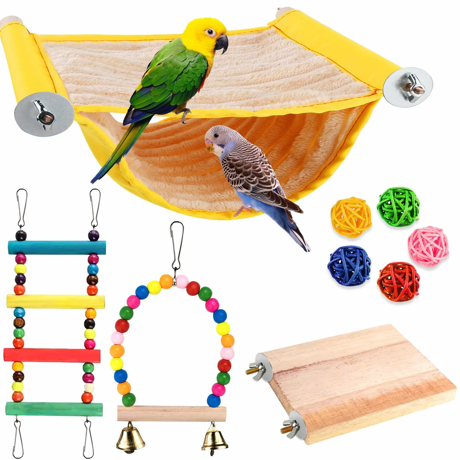 Vegena Hamac pour Oiseaux, Perroquet Hamac,Jouets pour Oiseaux, Jouet à Suspendre pour Perroquet, Nid D'oiseau Perroquet pour Perroquet éclectus Calopsittes Perruches Hamster (L, 18 * 23cm)