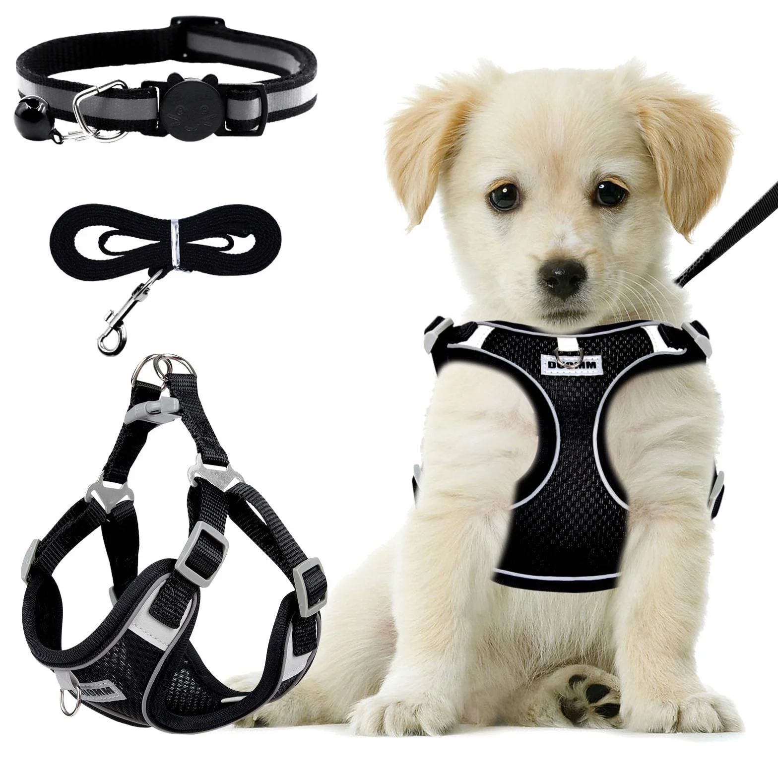 Harnais Chien Anti Traction Petite Moyenne Taille Respirant Lumineux Réglable Sécurité Taille S