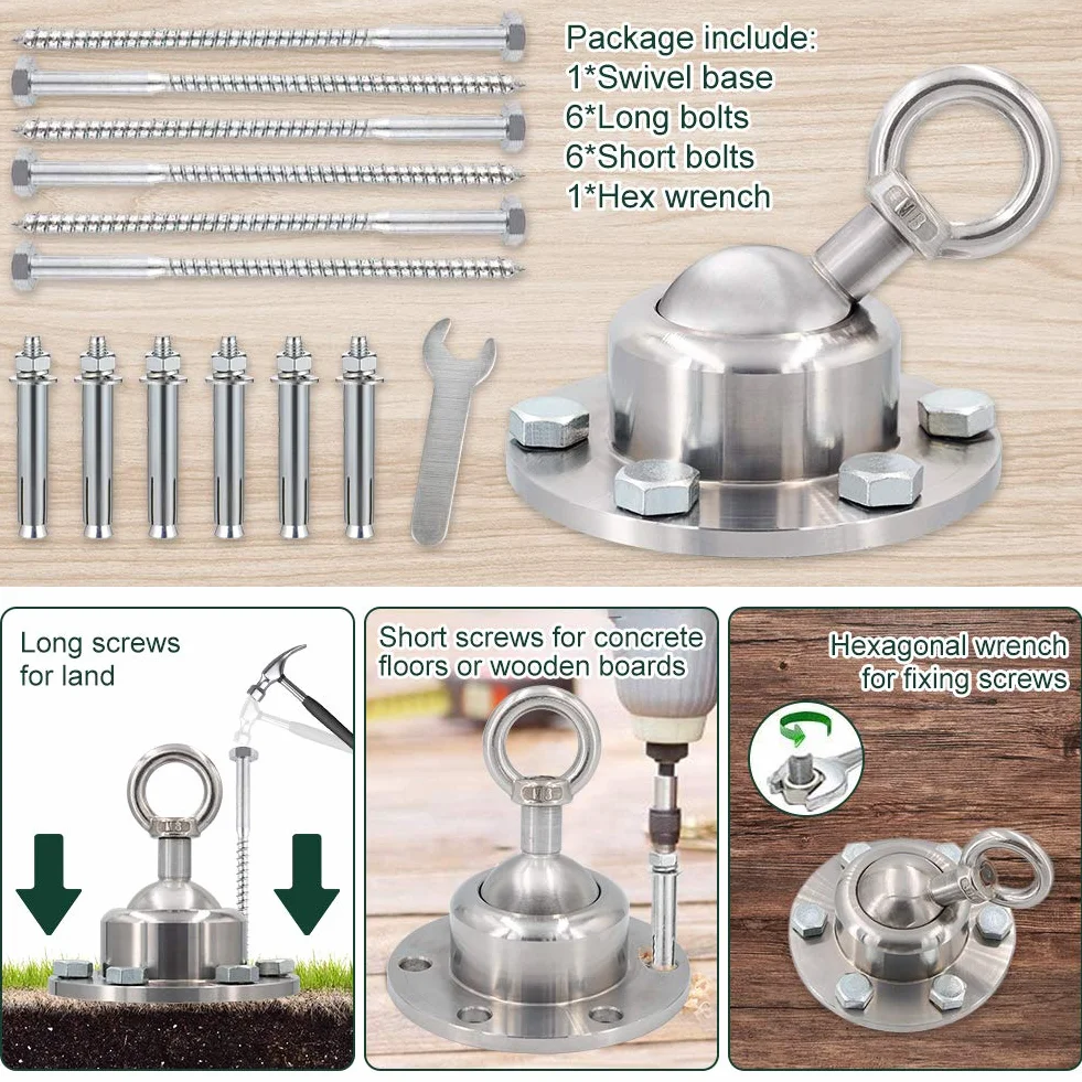 Piquet de pose pour chien à 360 ° - En acier inoxydable robuste - Sans laisse - Ancrage au sol pour chien - Pour extérieur et jardin
