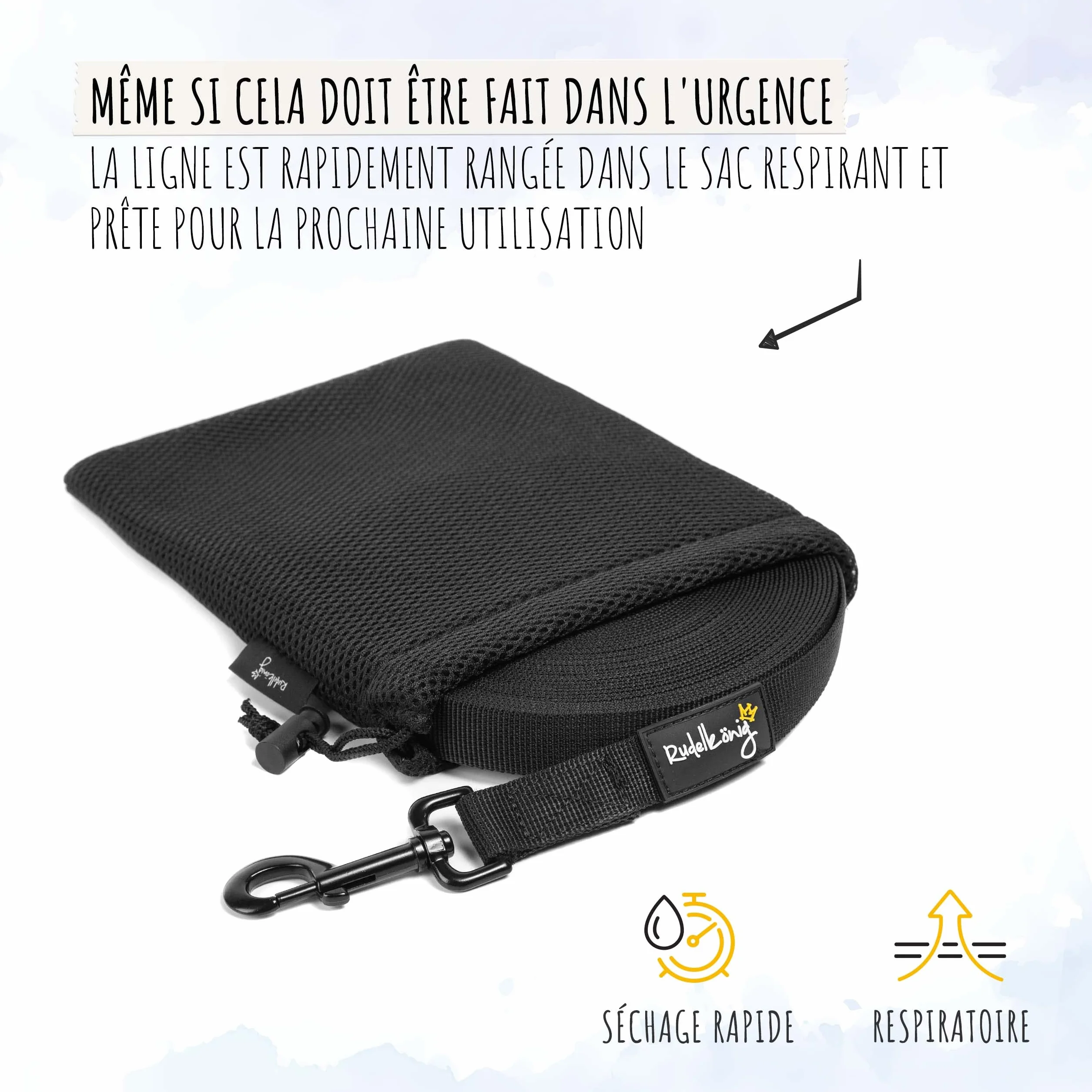 Rudelkönig Longe pour Chien 20m - Robuste et résistante aux intempéries - Longe avec poignée rembourrée - Laisse de Dressage pour Chien Pratique et Confortable