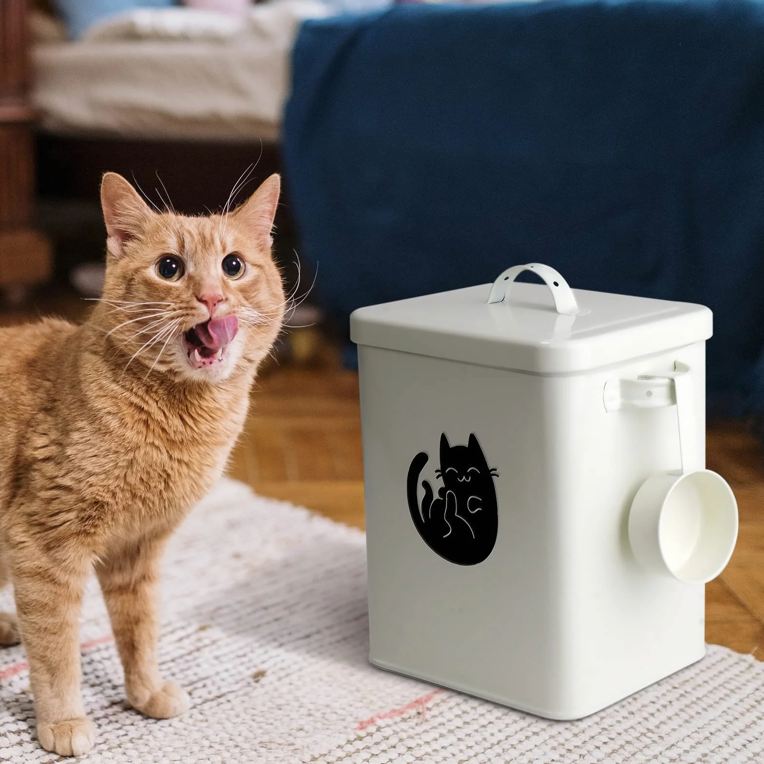 Récipient de rangement pour nourriture pour chien et chat de 6 L, conteneurs alimentaires mignons pour animaux de compagnie avec couvercles, bol de nourriture pour chat en métal hermétique, récipient