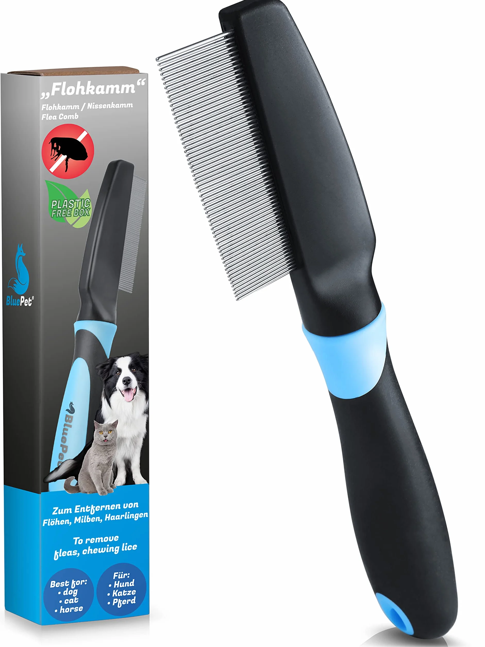 BluePet Peigne démêlant Anti-puces pour Chiens et Chats - Peigne Anti-poux - Élimine Parasites