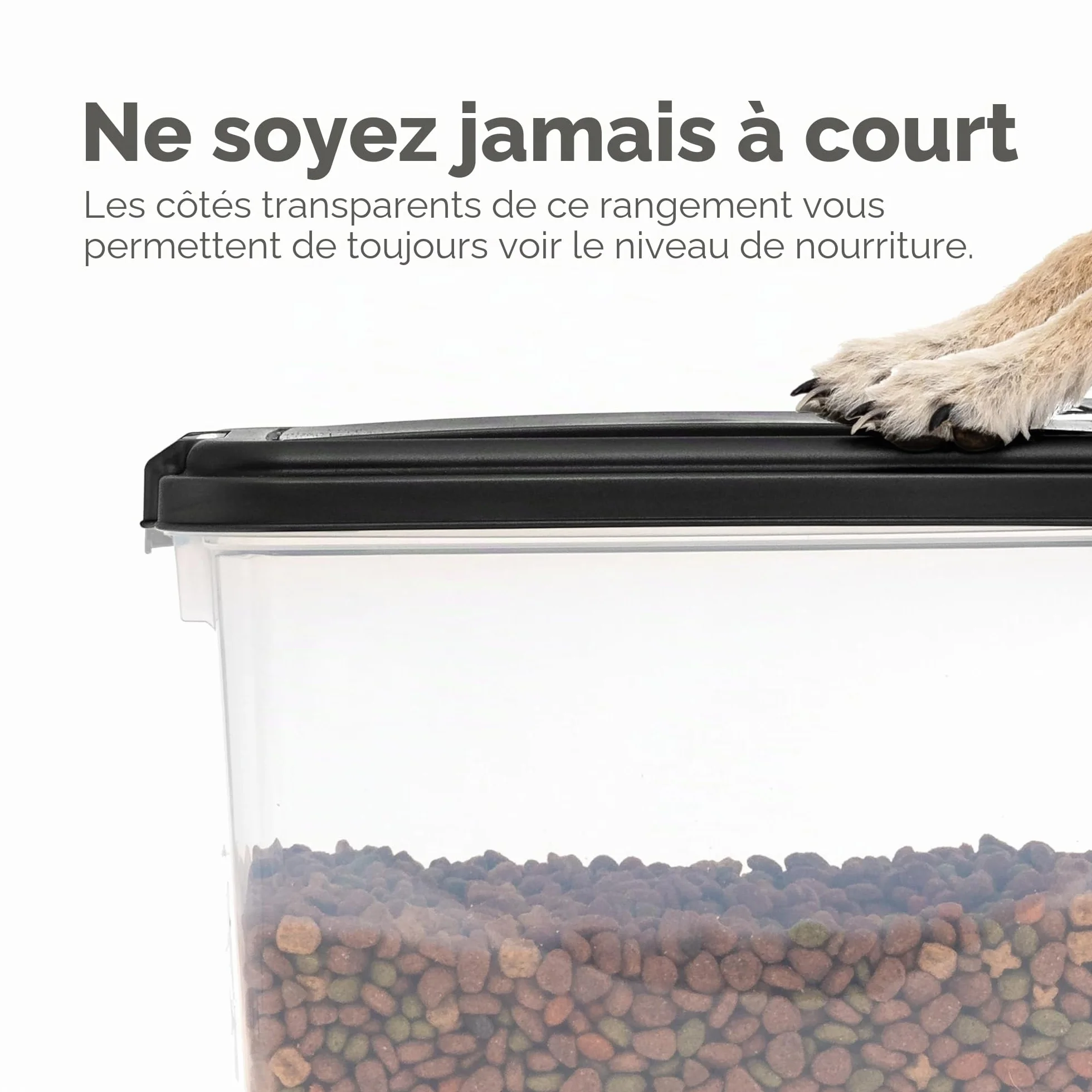 Iris Ohyama Boite Croquettes Chat Hermetique à Roulettes 30L+9L Plastique Noir sans BPA