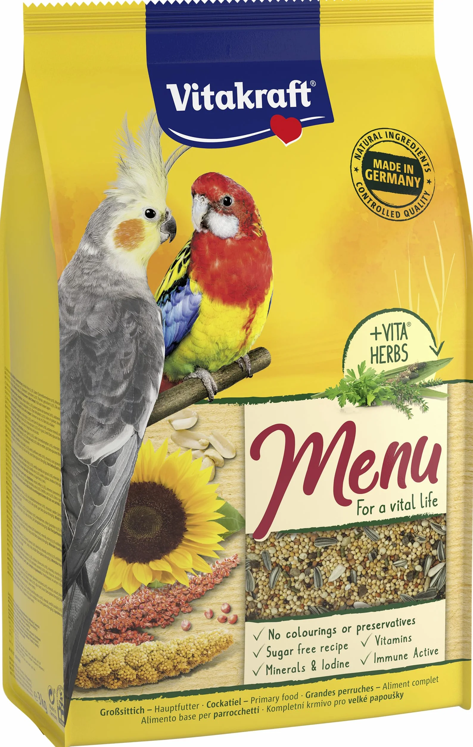 Vitakraft Menu aliment grandes perruches céréales noix grand format sans sucre 3kg