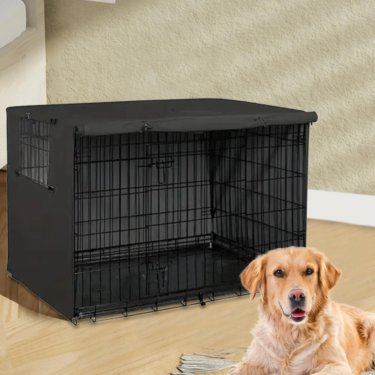 Housse De Cage pour Chien Imperméable Tissu Oxford Protection Durable