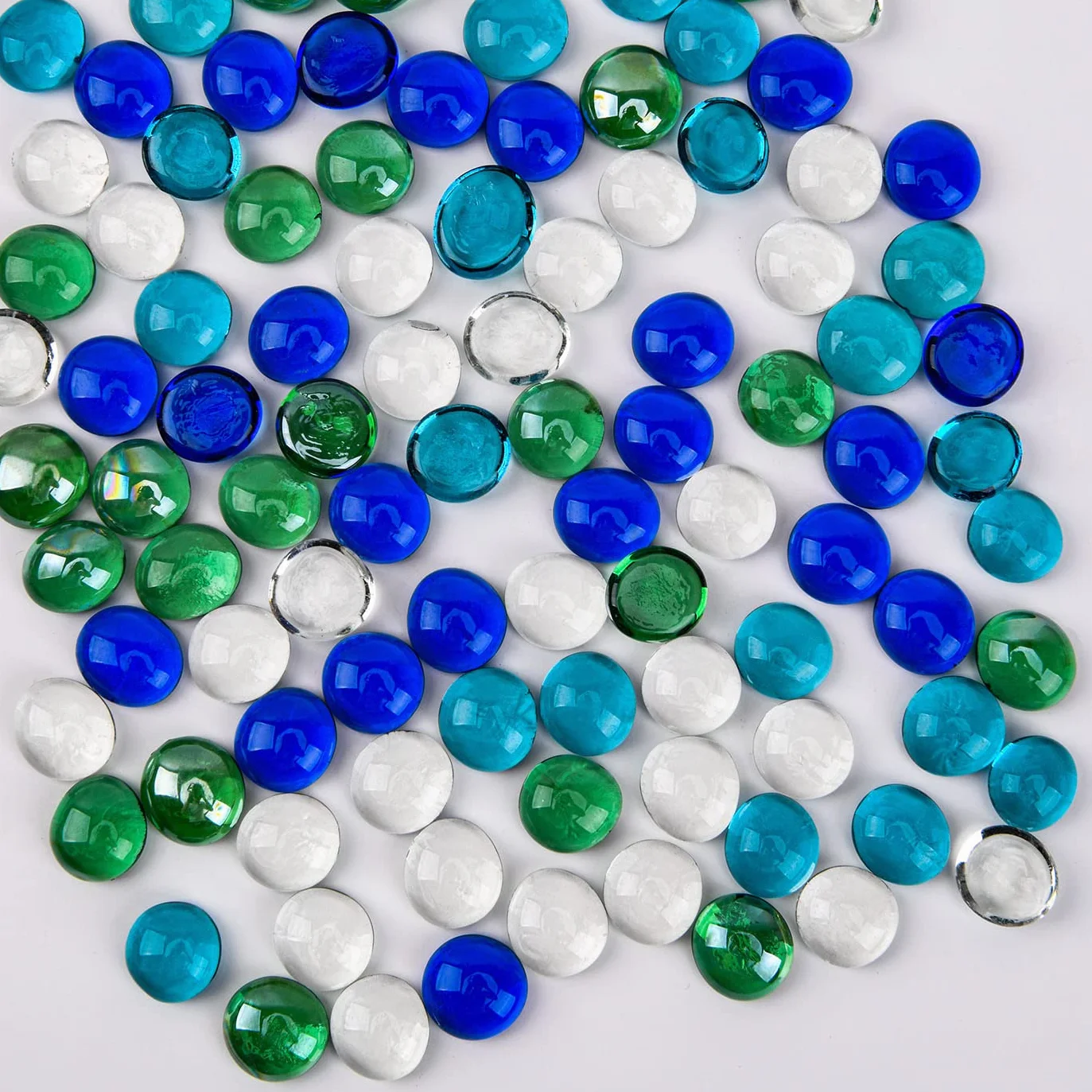 Hisredsun Lot de 290 Galets en Verre 1350g Galets Plats Perles Plates en Marbre Pierres de Remplissage de Vase