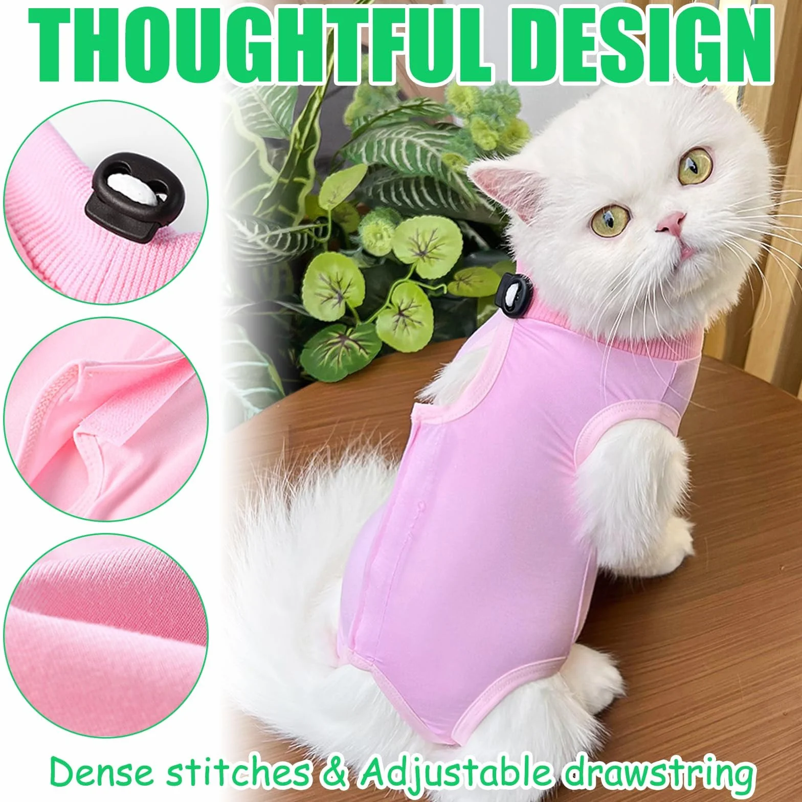 Combinaisons de Récupération pour Chat, Vêtement Post-Opératoire pour Chats Femelles, Tissu Modal Doux, Rose & Bleu, Taille M (2-4KG)