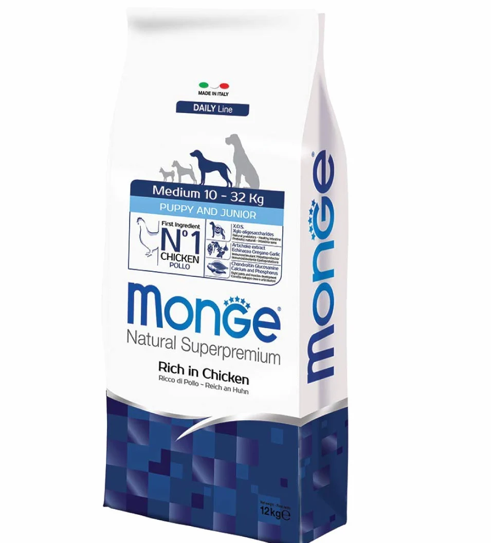 Monge Medium Puppy & Junior Croquettes pour chien 12 kg 100 % naturel