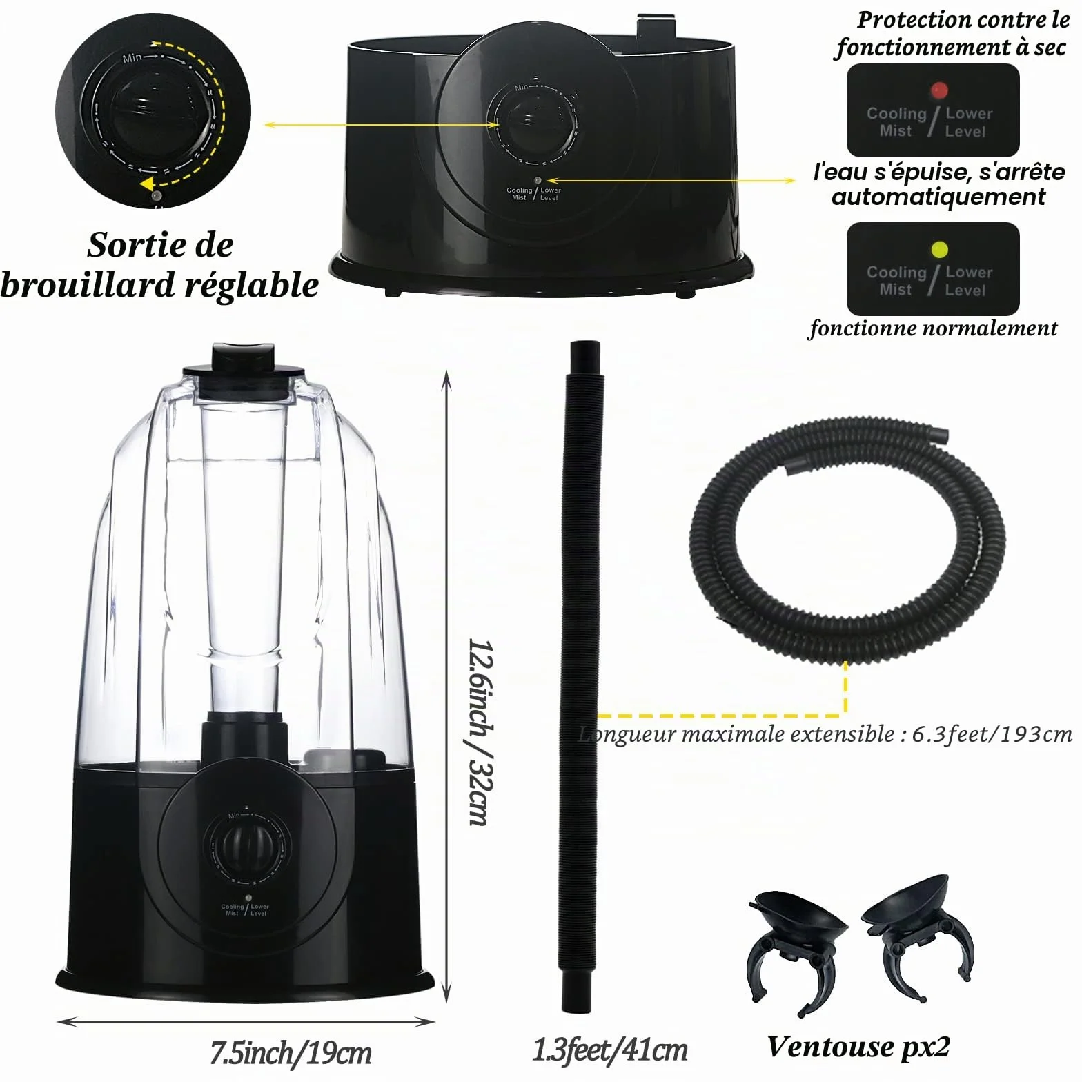 Coospider Reptile Fogger Humidificateur pour Terrarium 3L 380 L/h Machine à Fumée Mister