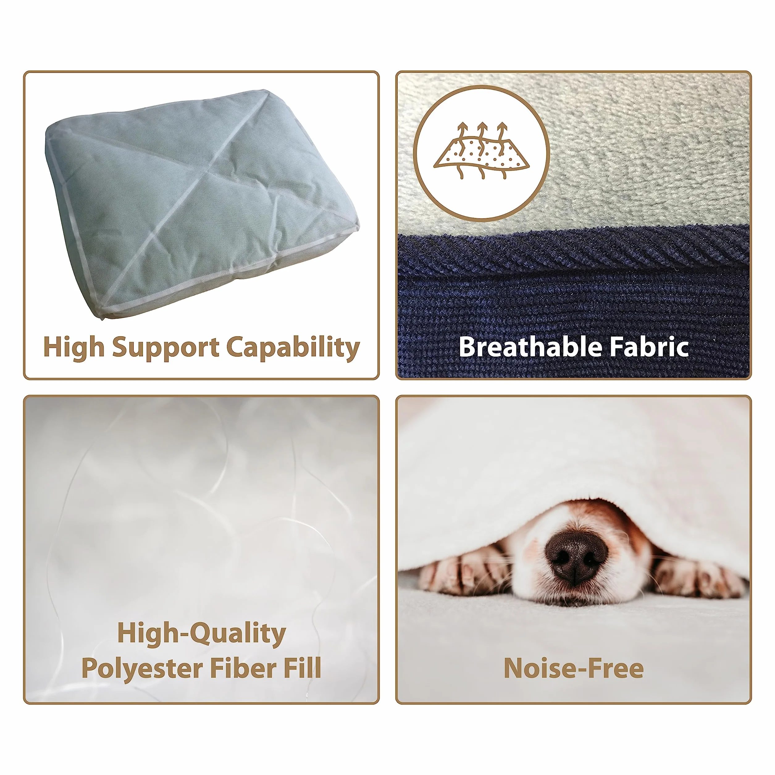 Ellie-Bo Matelas Doux et Lavable, pour Chiens, Bordures en Velours Côtelé et Revêtement en Fausse Fourrure, Rembourrage en Fibres de Polyester, pour Cage de 91,4 cm, L, 87 x 57 x 10 cm, Bleu/Gris