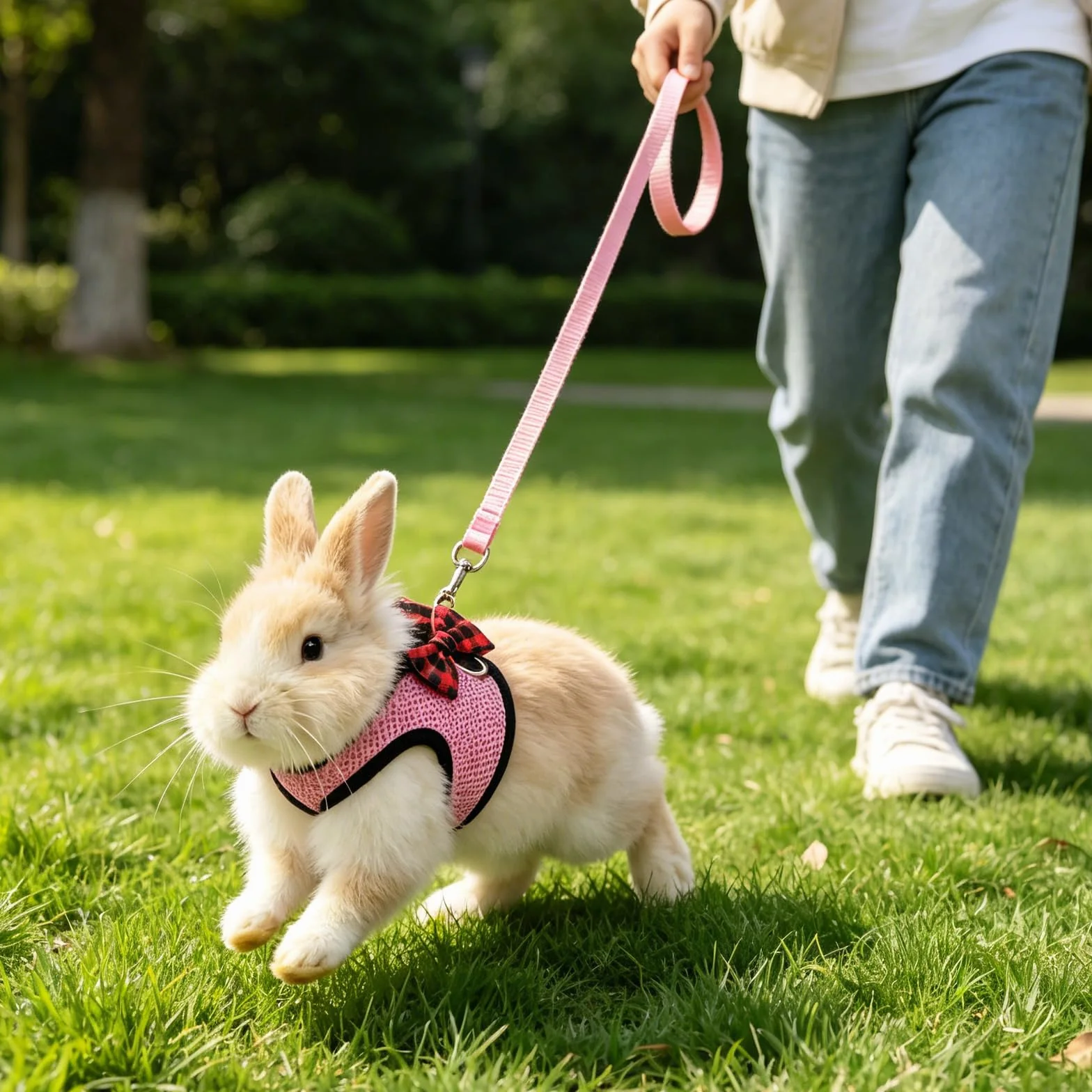 Harnais Pour Lapin Avec Nœud Rose Et Laisse, Harnais Lapin Doux Avec Laisse, Harnais Pour Lapin Avec Laisse Pour Petits Animaux, Accessoire