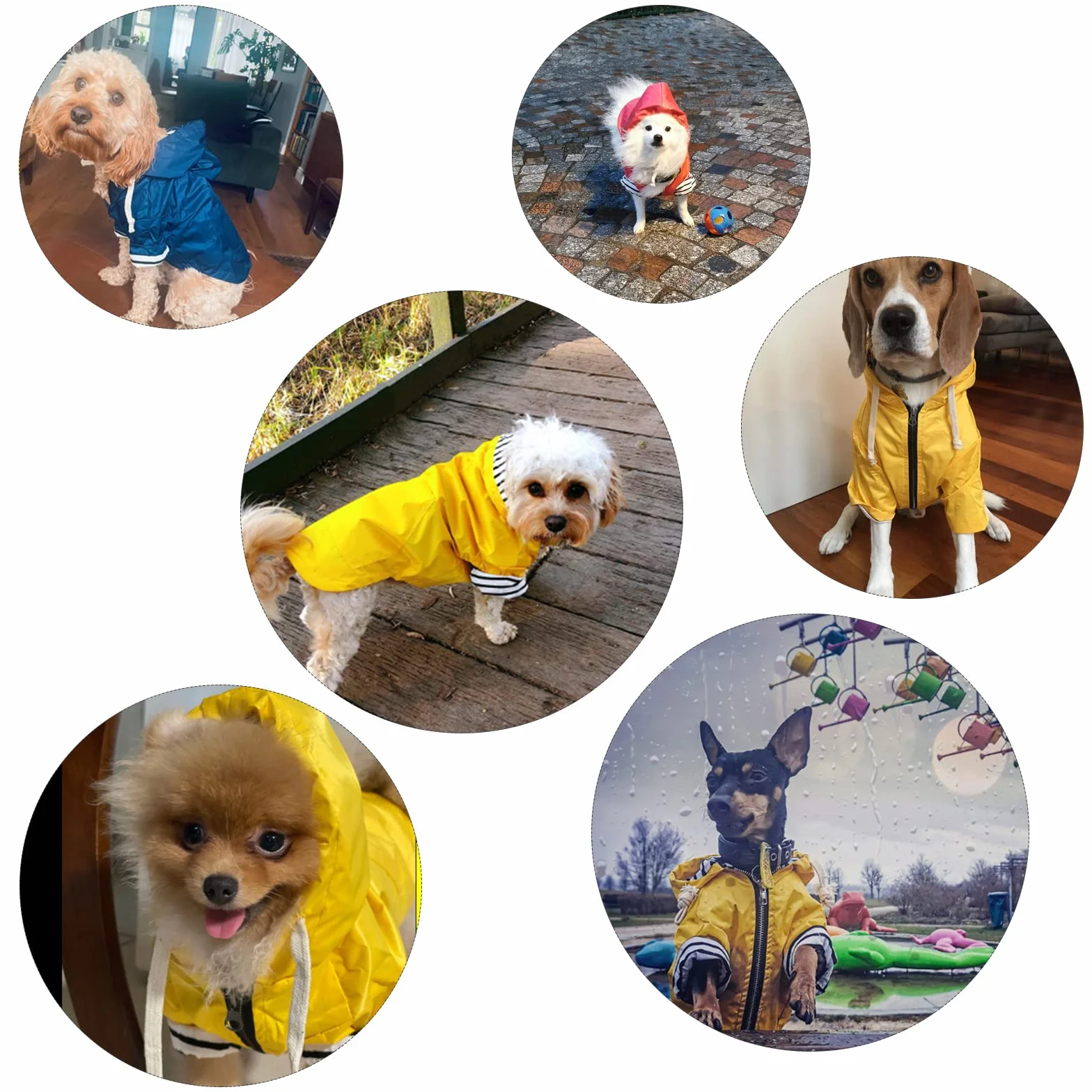 Pethiy-Capuche Manteaux imperméables pour Chiens, Chien Manteau de Pluie avec Fermeture éclair e Poches, Imperméable vêtements de Chien avec Cordon réglable,pour Chiot Petite Moyenne Chien-Jaune-S