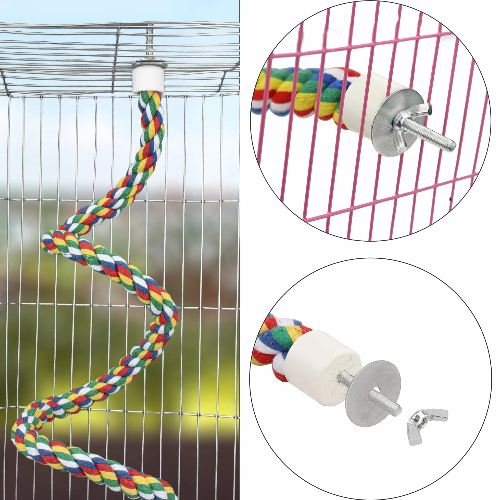 Perchoir Perroquet Corde 105cm Escalade pour Calopsitte Inséparables Oiseaux