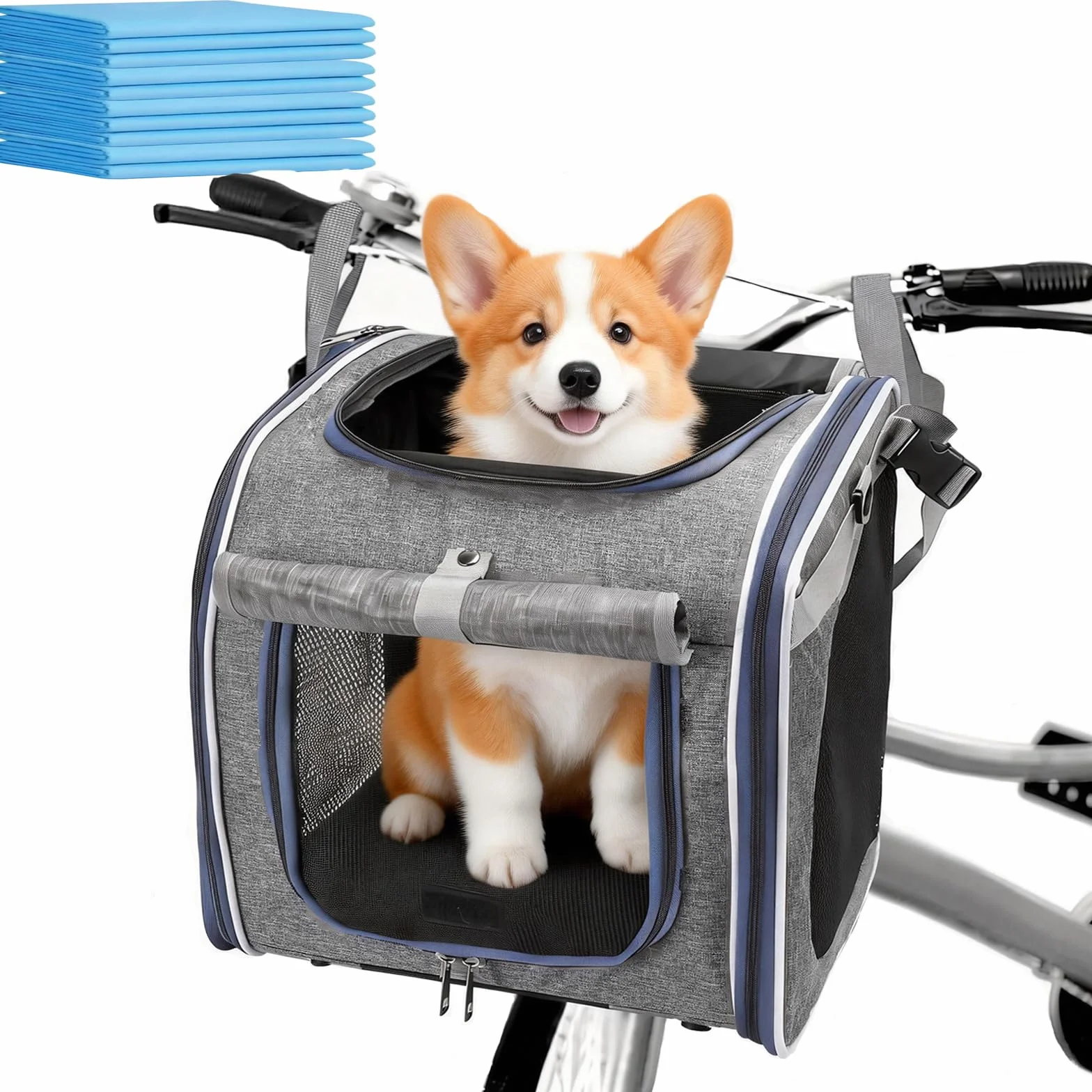 Panier Chien Vélo Sac à Dos Pliable Chat Fenêtre Filet Max 10 kg