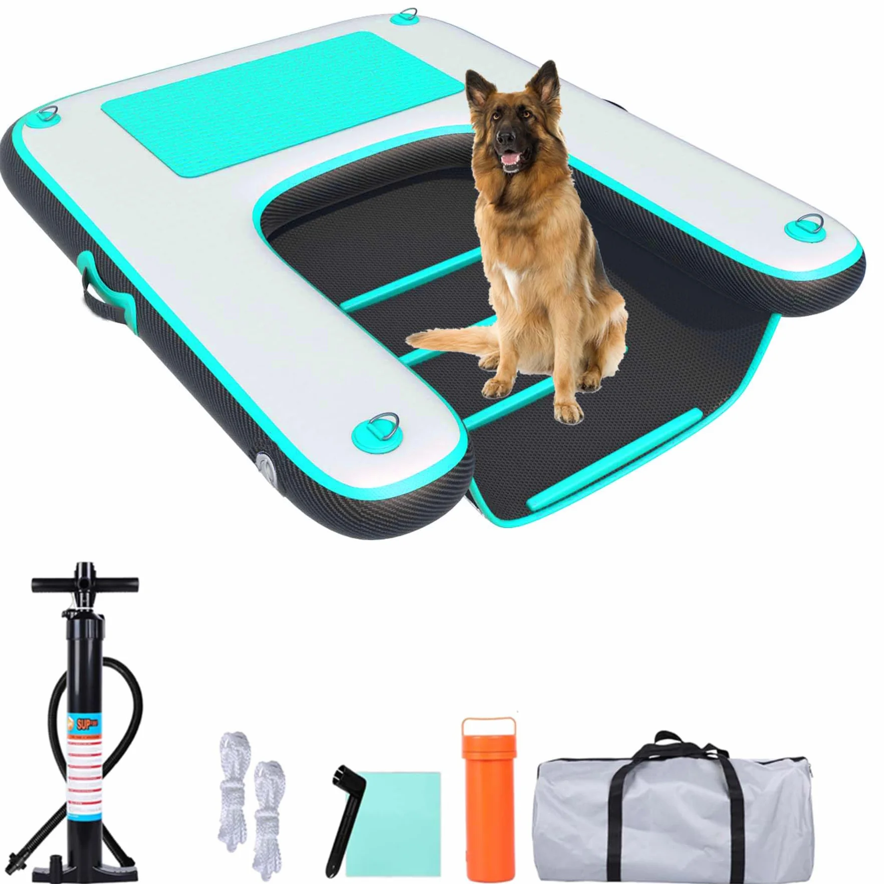 Rampe gonflable pour chien, échelle de quai flottante EVA antidérapante pour bateau, piscine, lac jusqu'à 100 kg