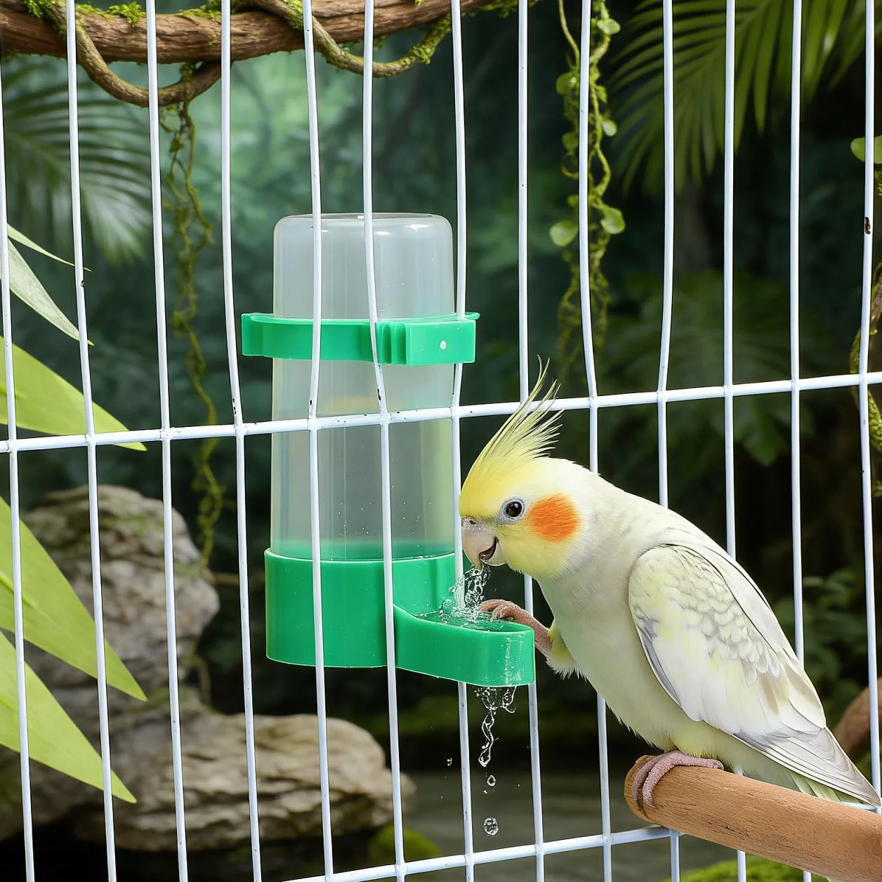 Hohopeti Distributeur d'eau Automatique pour Oiseaux en Cage 10 Pièces Abreuvoir Anti-Gaspillage 60Ml Bec Incliné