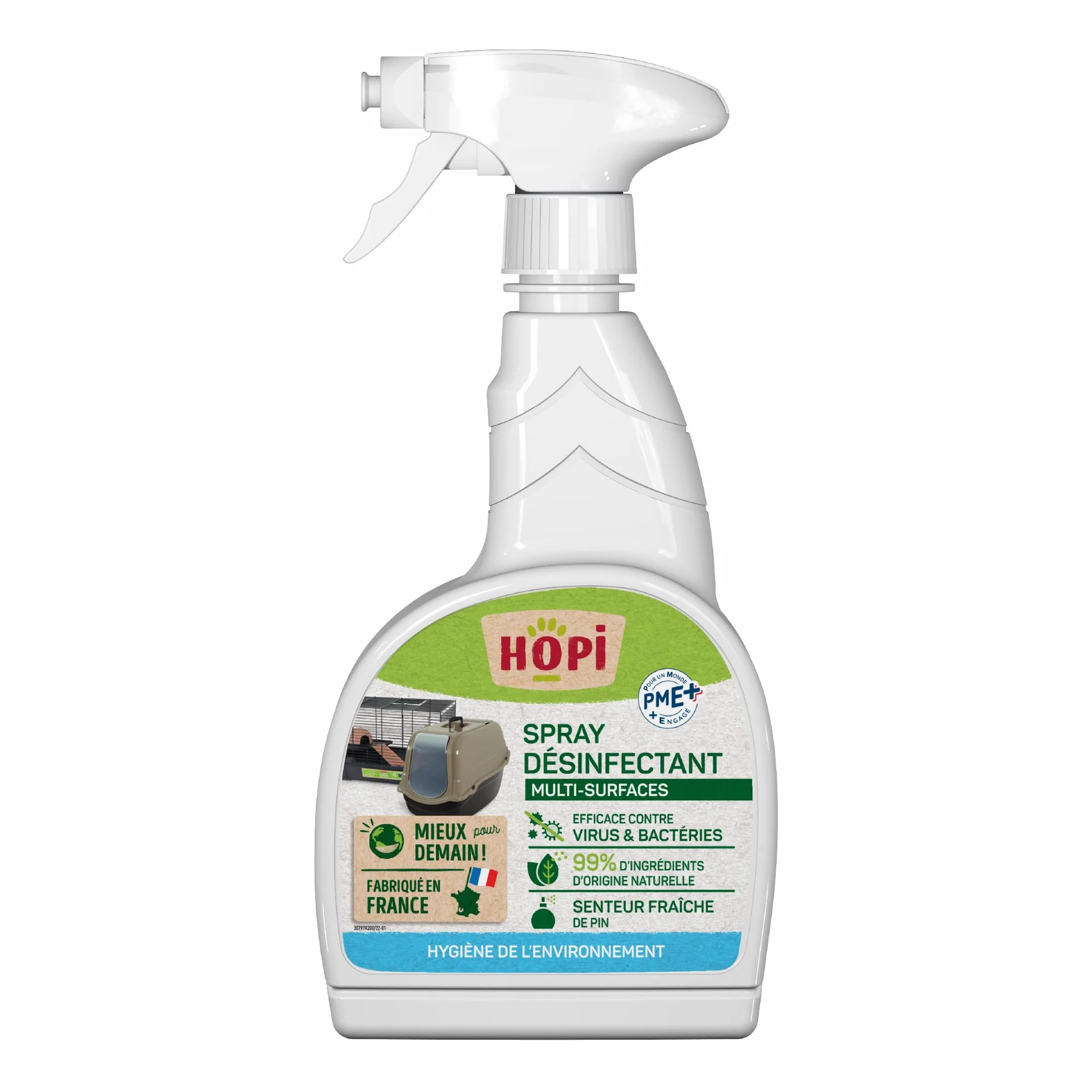 HOPI Spray Désinfectant Multifonctions Nettoie Désinfecte Surfaces Odeur Fraîche Pin Fabriqué France