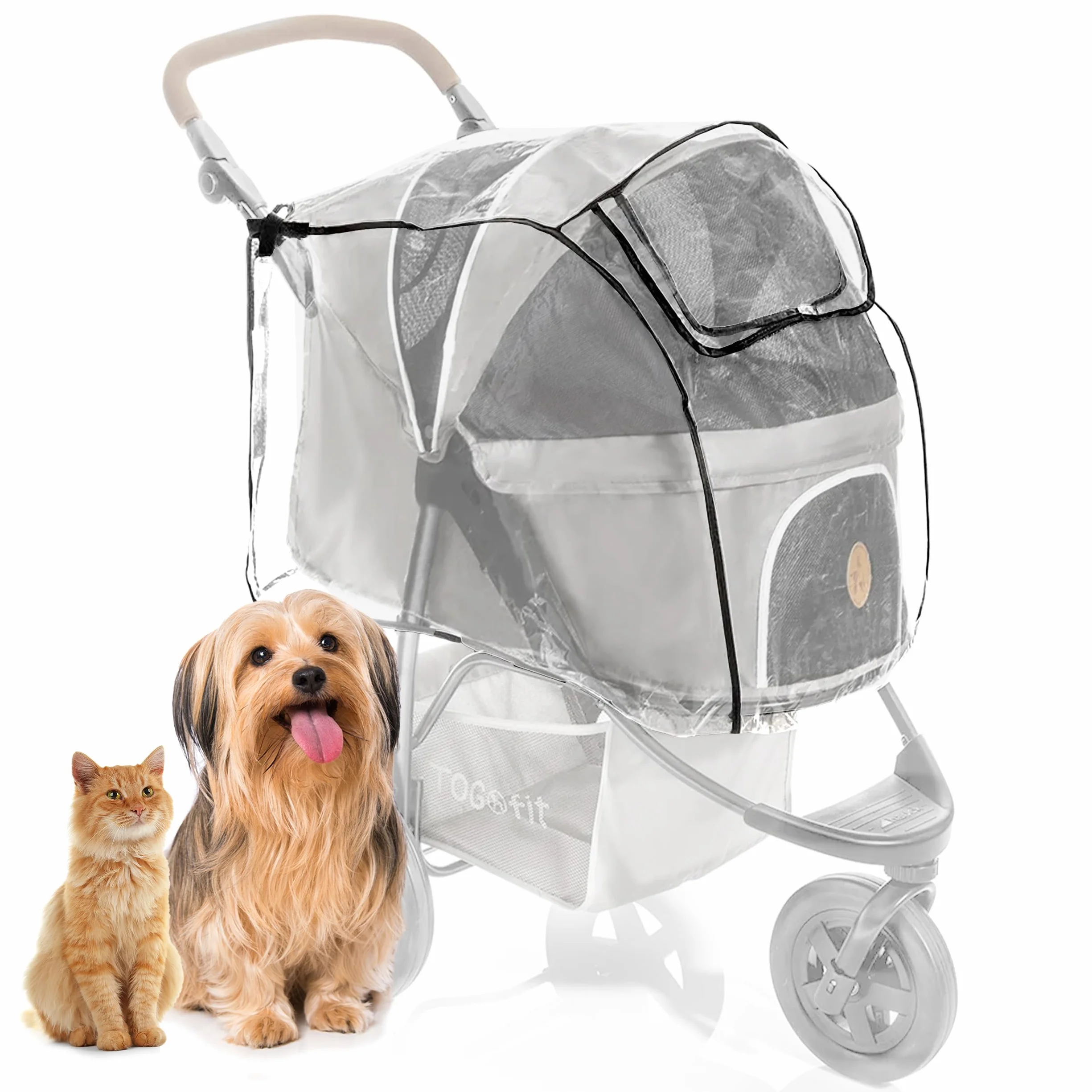 Zamboo Habillage Pluie pour Poussette Chien - Protection Pluie Transparente avec Fenêtre, Compatible TOGfit Pet Roadster