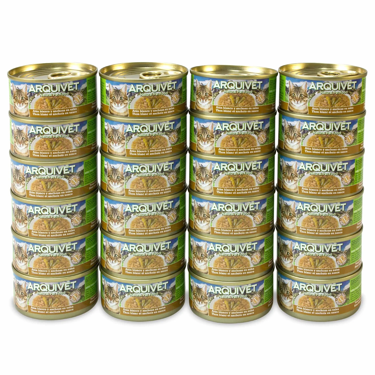 ARQUIVET Pack 24 unités Thon blanc et anchois en sauce 80g Aliments humides pour chats