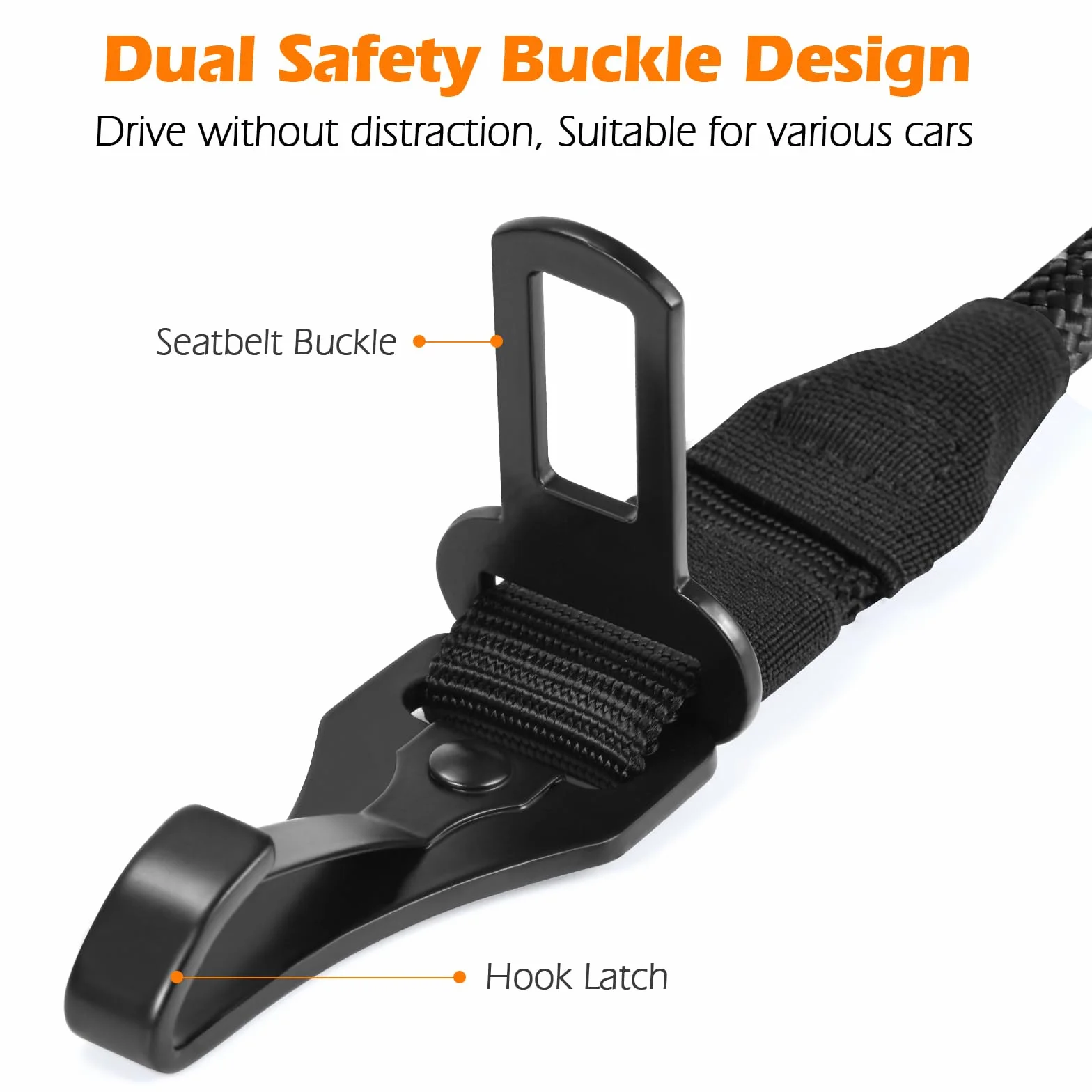 PetBonus Harnais Voiture Chien Ceinture Sécurité Nylon Indéchirable Toutes Tailles Noir