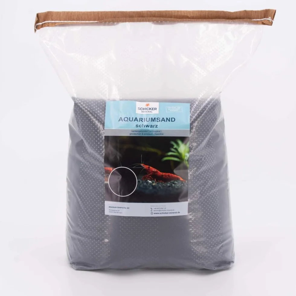 Schicker Mineral Sable d'aquarium Noir 0,4-0,8 mm 25 kg Gravier Fin pour Aquarium