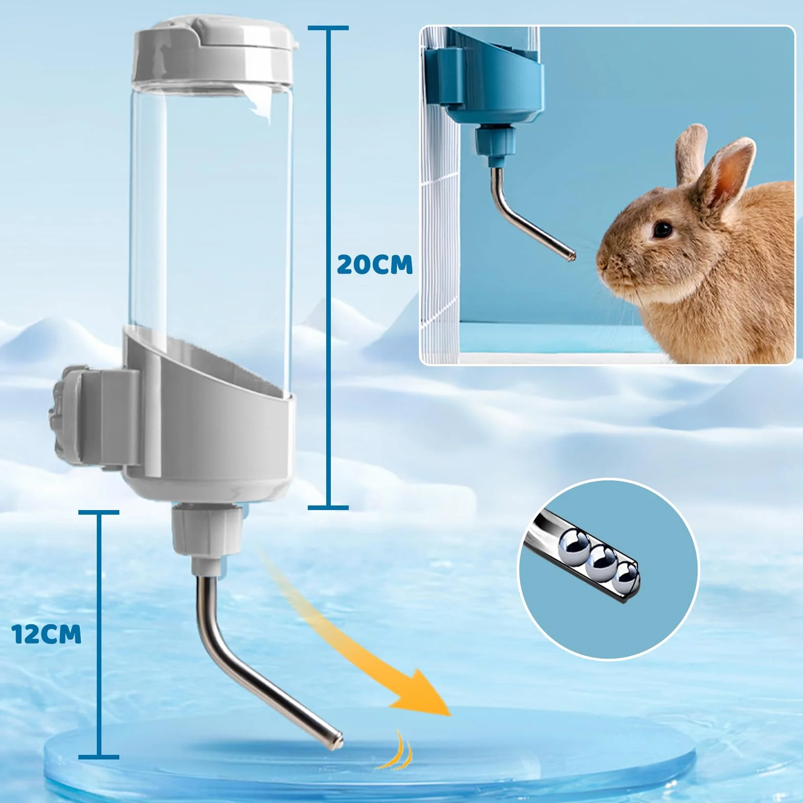 Abreuvoir Automatique pour Lapin Distributeur Eau 680ml Anti-Goutte Suspendue