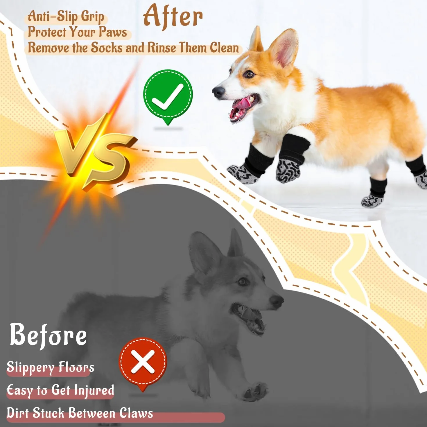 Chaussons pour Chien Protection Plaie Anti-Léchage 2 Paires Protège-Pattes Antidérapants avec Poignées Noir M