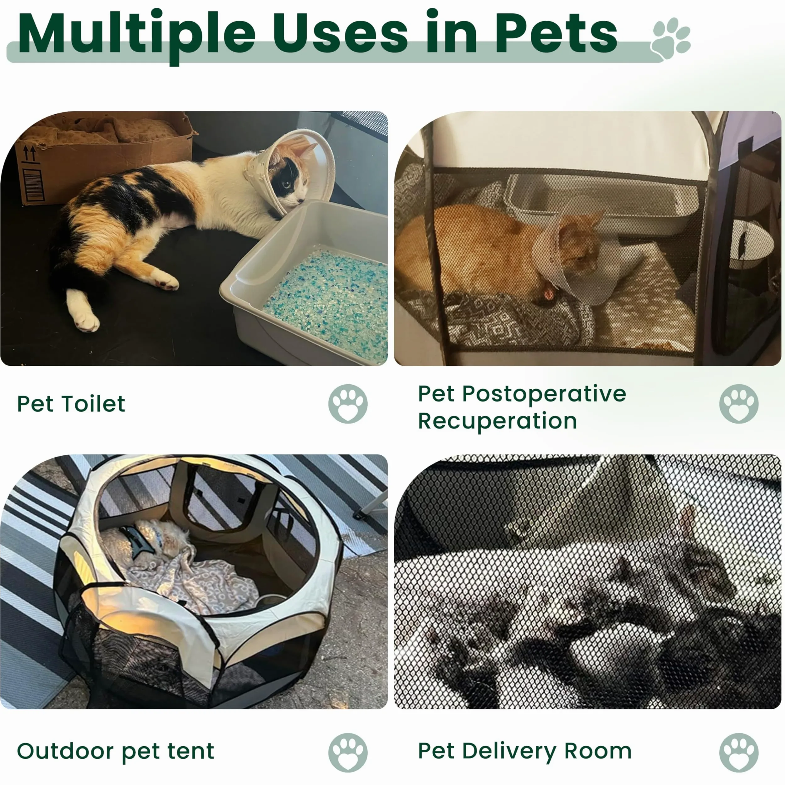 Love's cabin Parc de jeu pour chien et chat - Grande tente pour intérieur et extérieur - Parc portable pour chien et chat - Niche pliable avec étui de transport, fermeture éclair amovible sur le