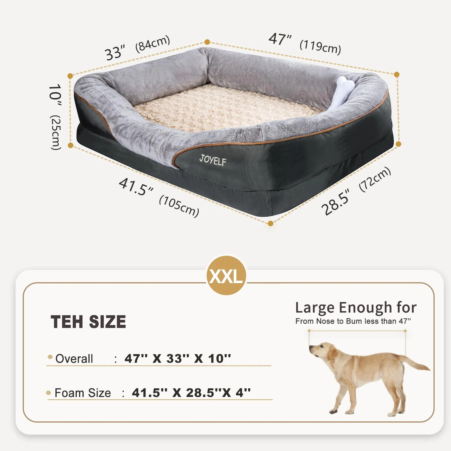 lit pour Chien orthopédique XXL en Mousse à mémoire de Forme avec Housse Lavable Amovible