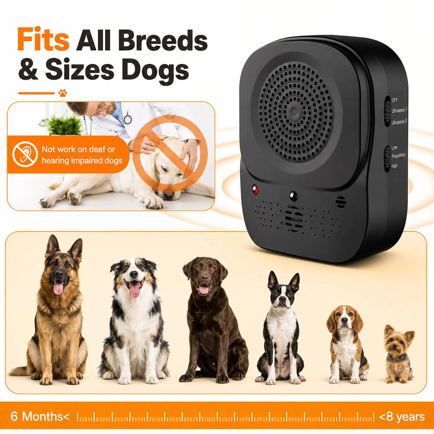 Anti-Aboiement pour Chien Automatique Ultrason 4 Modes IP45 Étanche Rechargeable