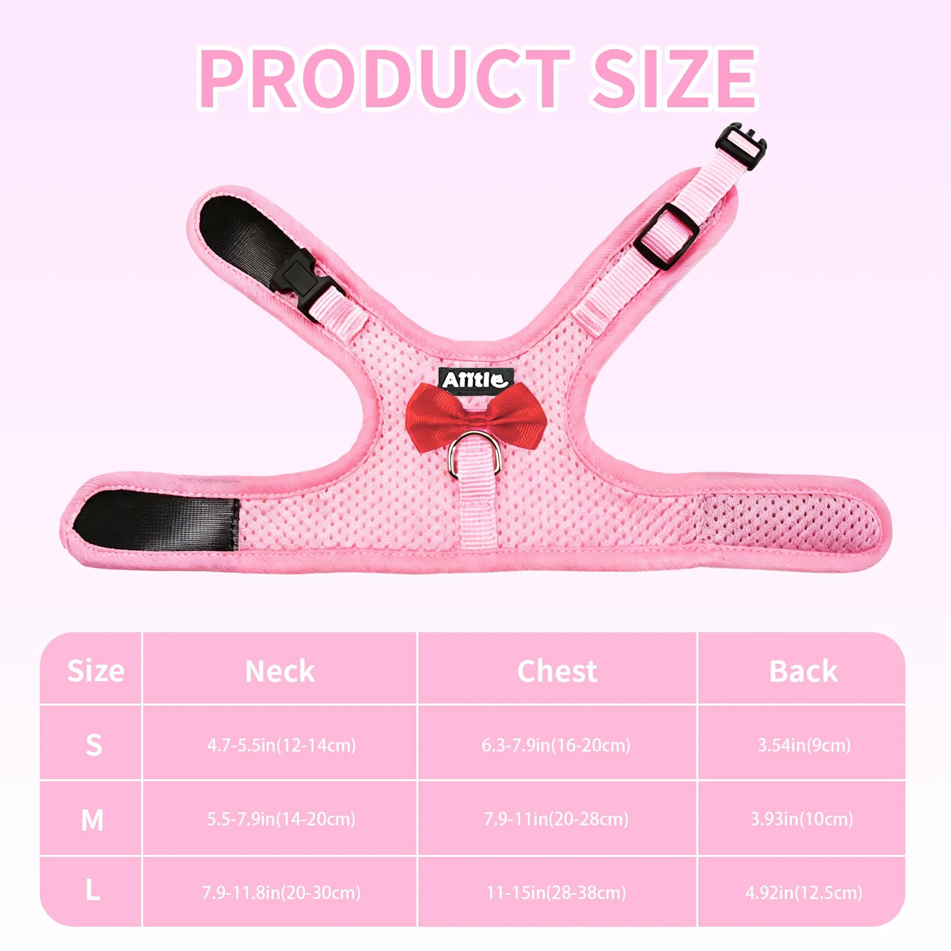 Harnais et laisse pour petits animaux, rose, taille L, en maille douce et respirante