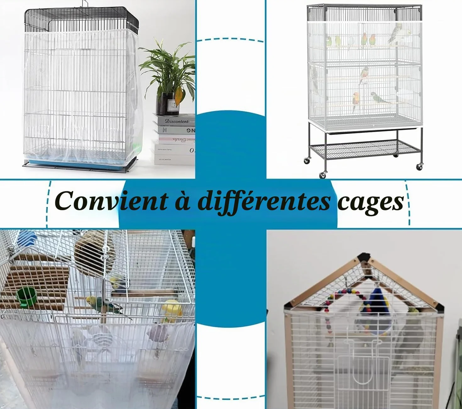 ASOCEA Extra Large Cage À Oiseaux Couverture Filet de Perroquet en Maille de Nylon 118x31.5in 300x80cm Blanc