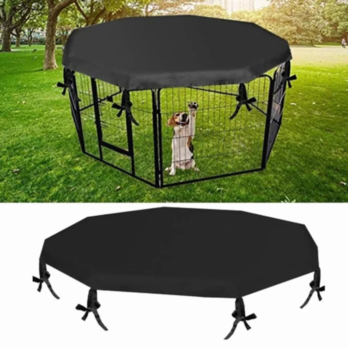 Housse de Parc pour Chien 8 Panneaux Pare-Soleil 66 cm Pliable Intérieur Extérieur