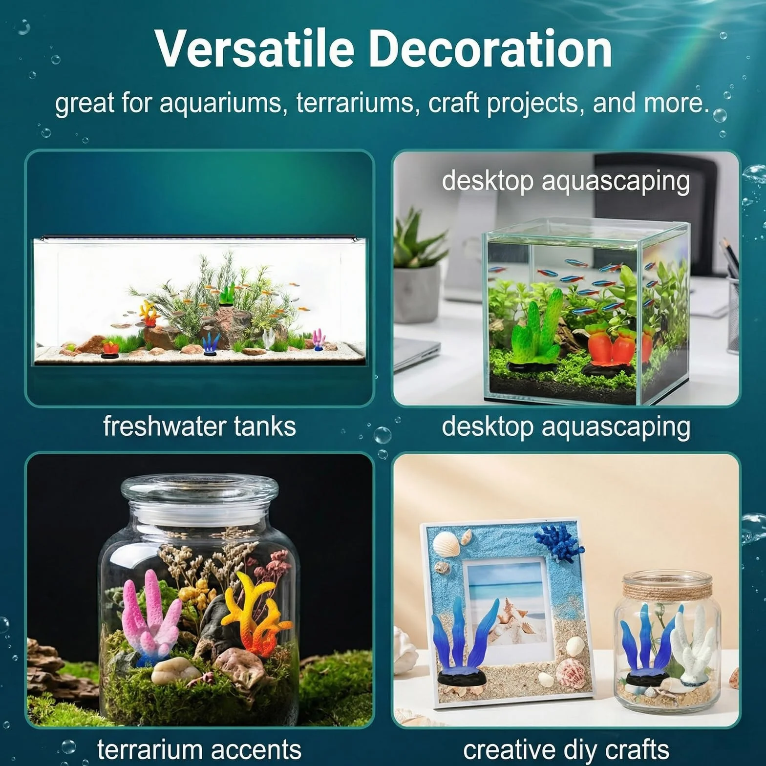 Corail Artificiel pour Aquarium, Ornements PVC Multicolore, Décor Résine Paysage Marin