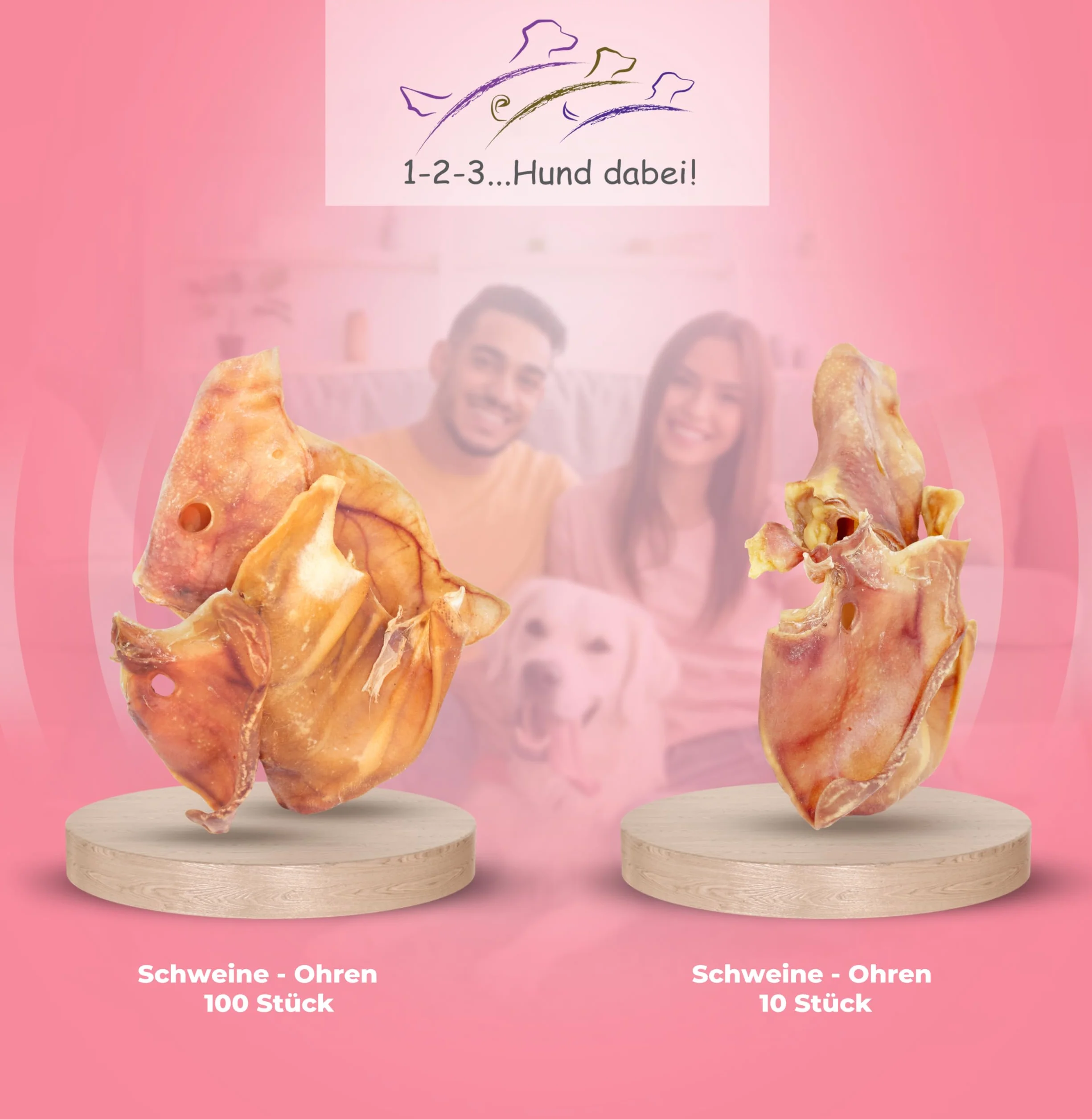 Oreilles de porc séchées naturelles pour chiens – 100 % pur plaisir de mastication, séchage à l'air libre, sans additifs – Friandise idéale pour le nettoyage des dents (100 pièces)