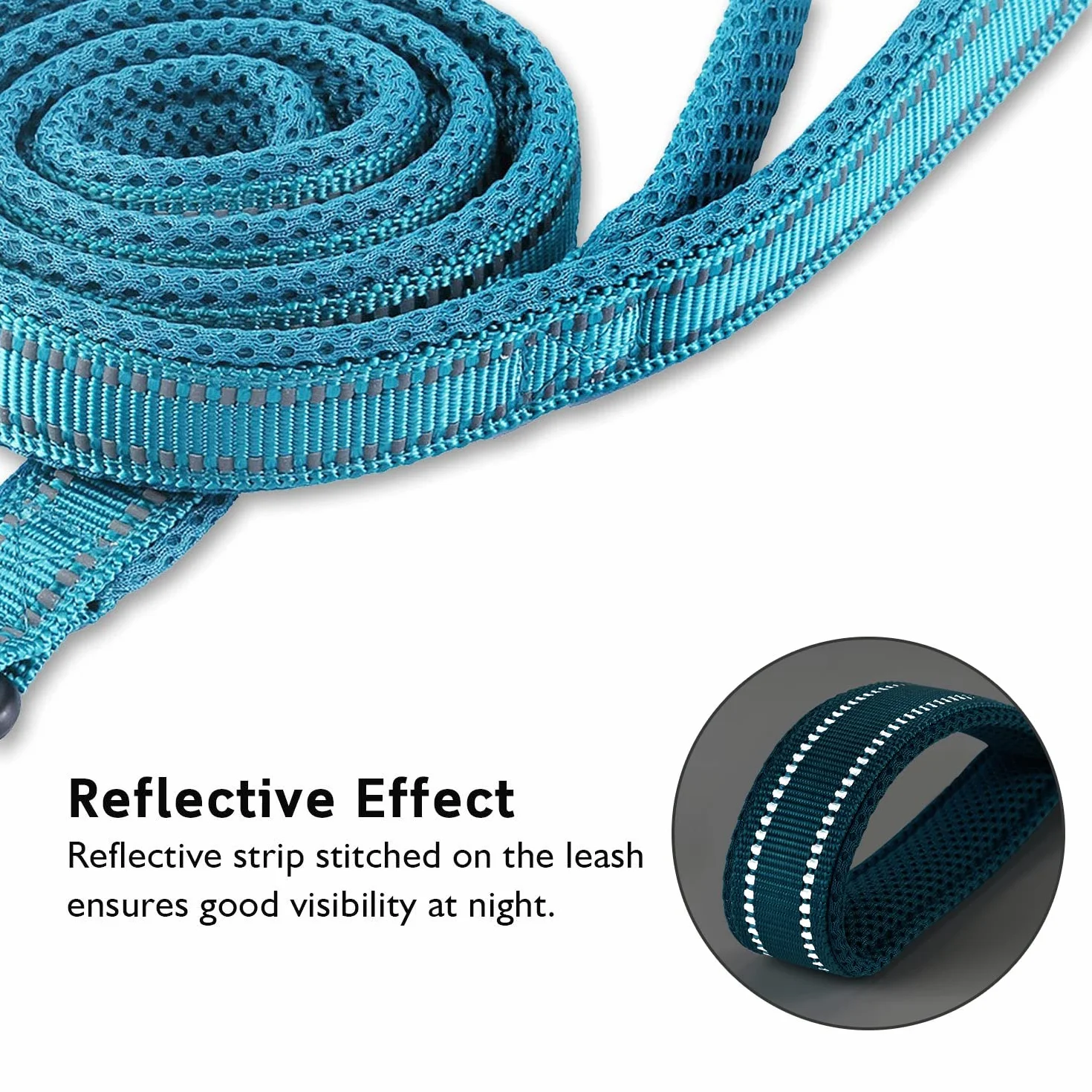 PETTOM Laisse pour Chien Dressage Grand Moyen Petit Poignée Rembourrée Réfléchissant Bleu 2m