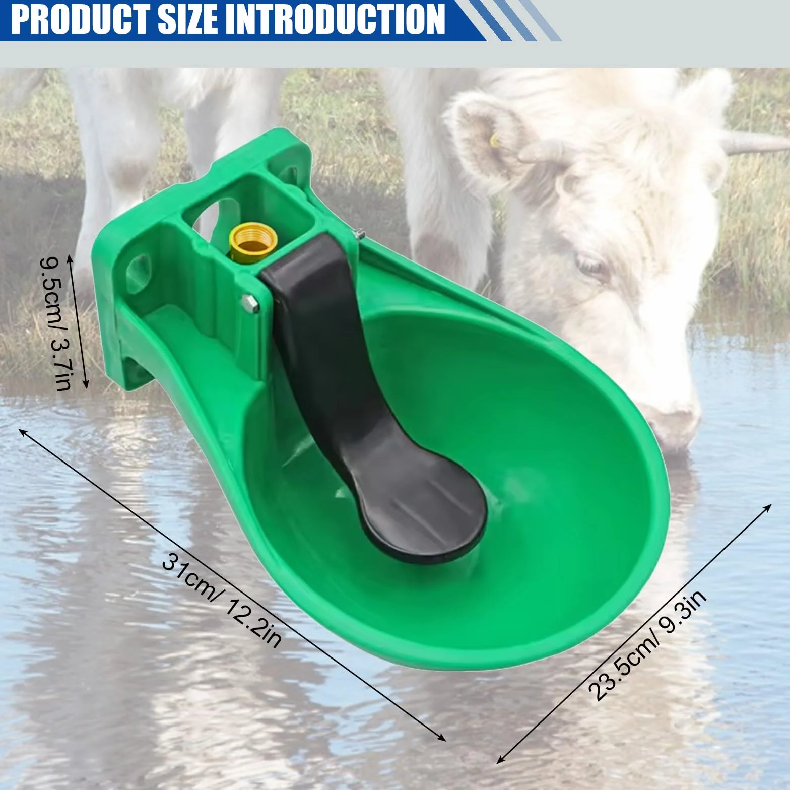 Abreuvoir Automatique pour Chevaux et Bovins avec Languette à Pression, Vert