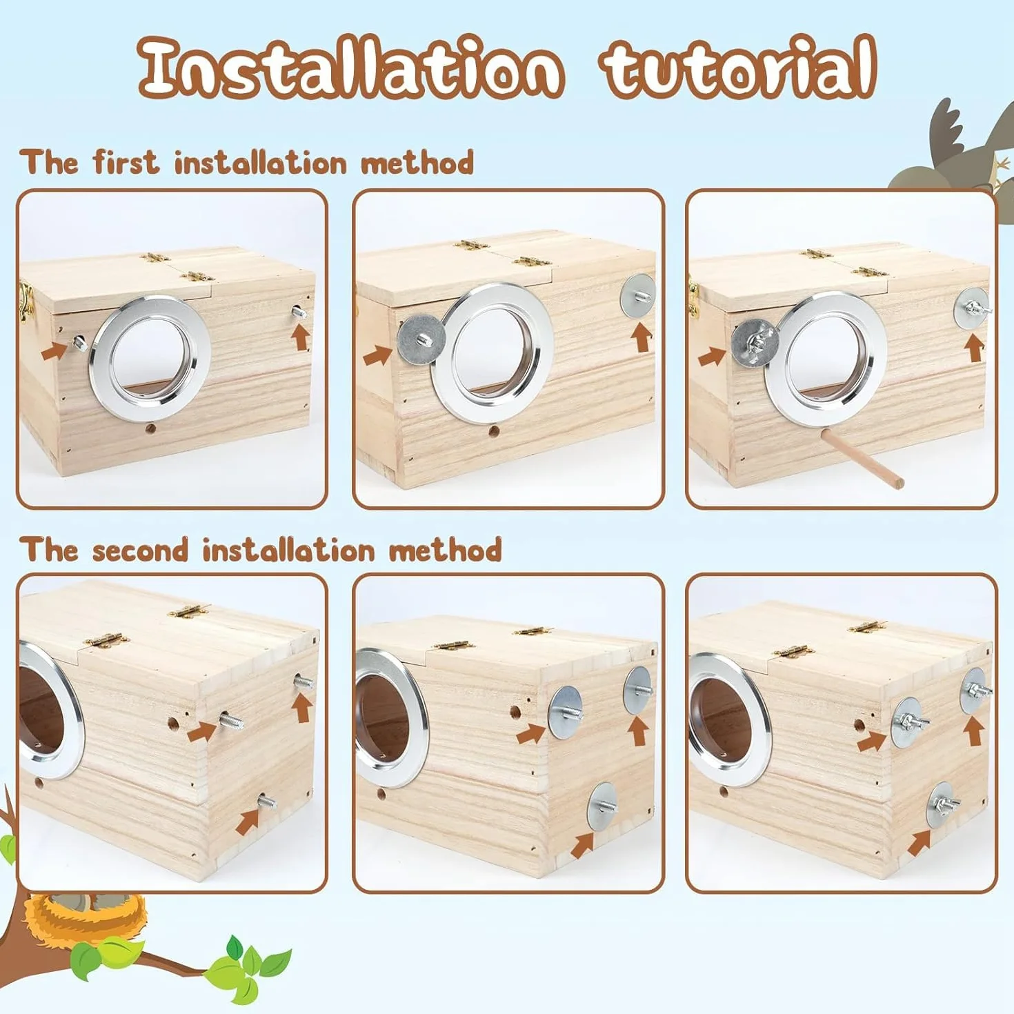 Loufy Nichoir en bois transparent pour perroquet, perruche, calopsitte, inséparable, 1 pièce