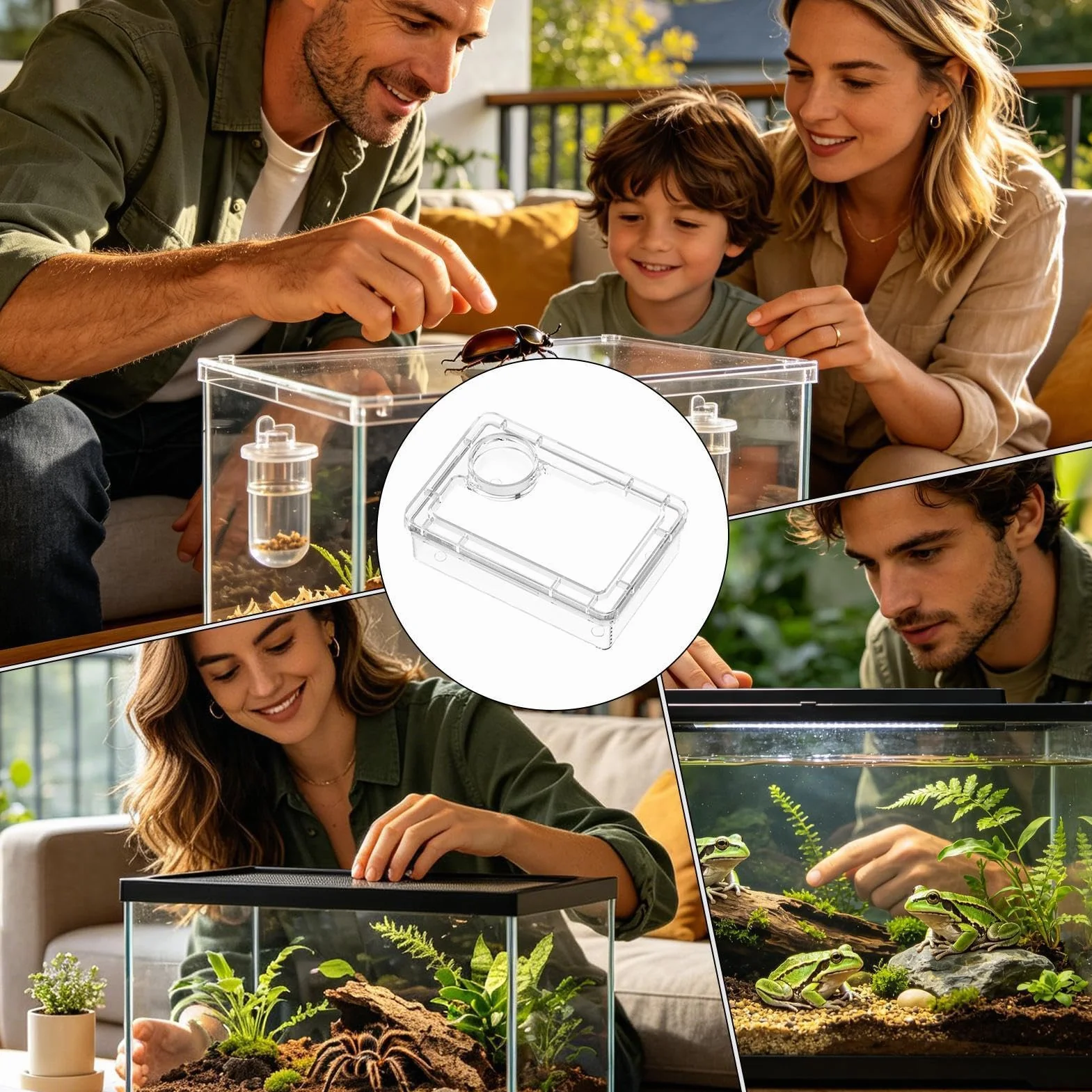 Gamelle pour Reptiles Anti-Fuite avec Compartiment Transparent pour Lézards, Iguanes, Caméléons