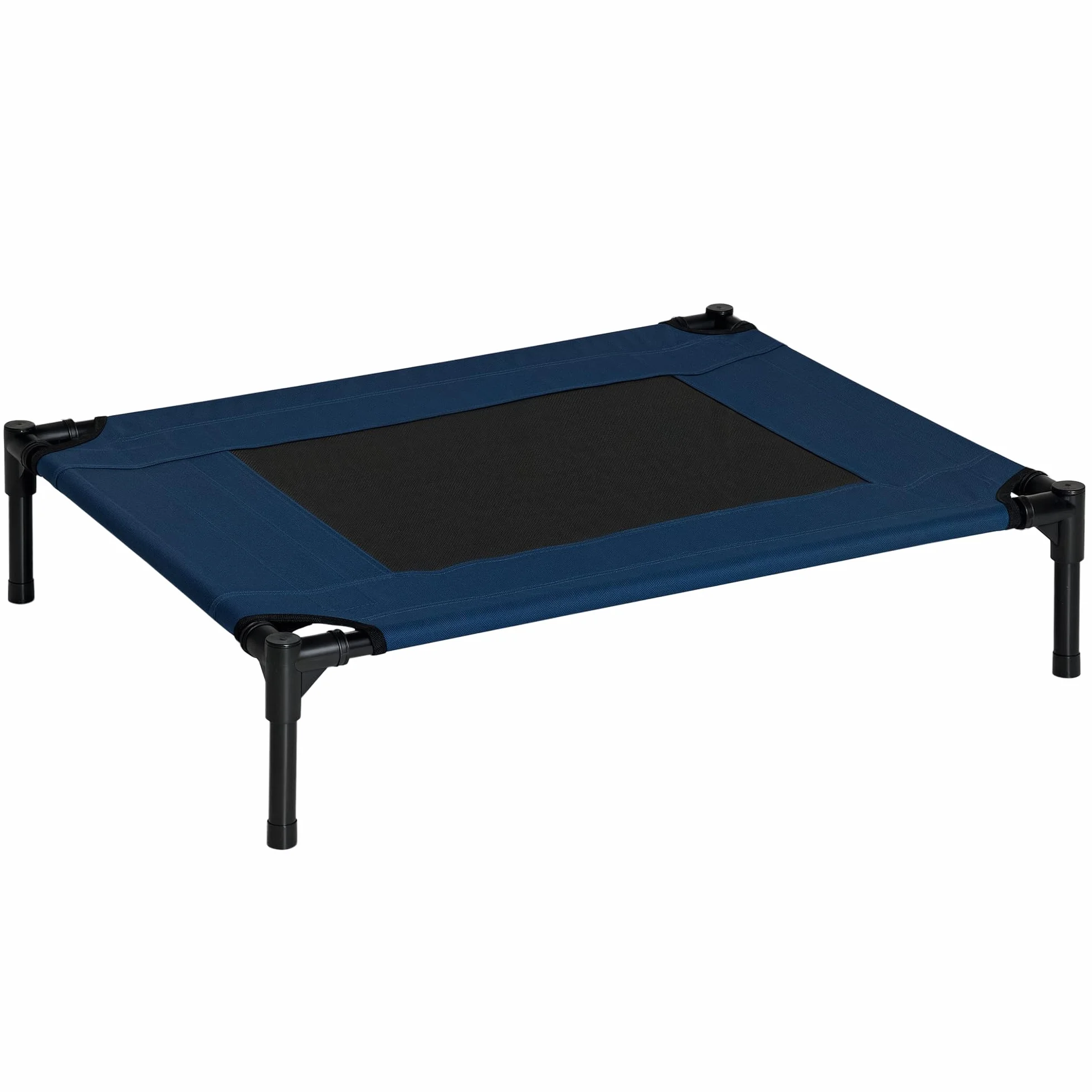 PawHut Lit pour Chien Chat de Camp Grand Confort Tissu Oxford Micro-perforé 76x61x18 cm Bleu Marine Noir